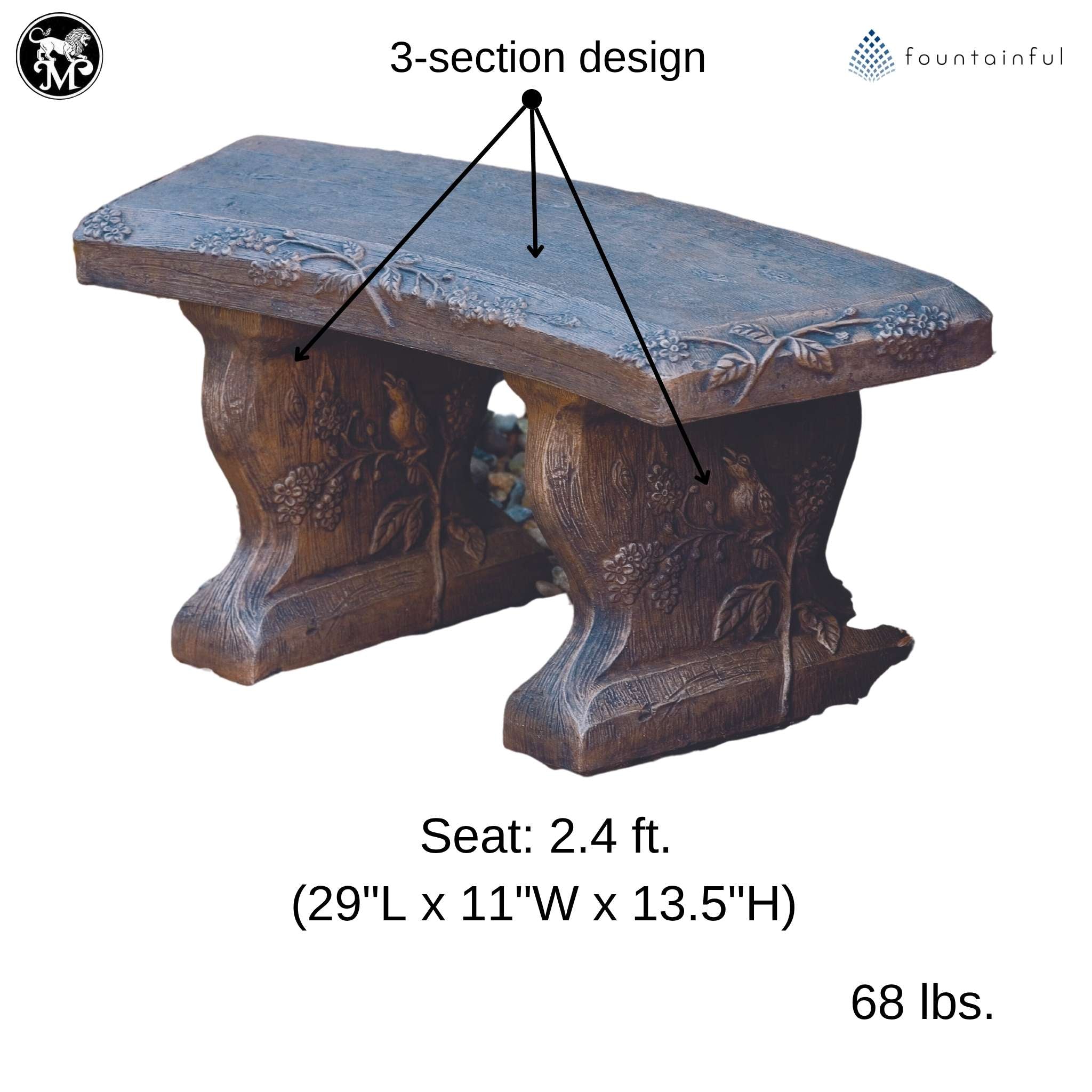 Petite Woodscape Concrete Garden Bench - Massarellis #4705