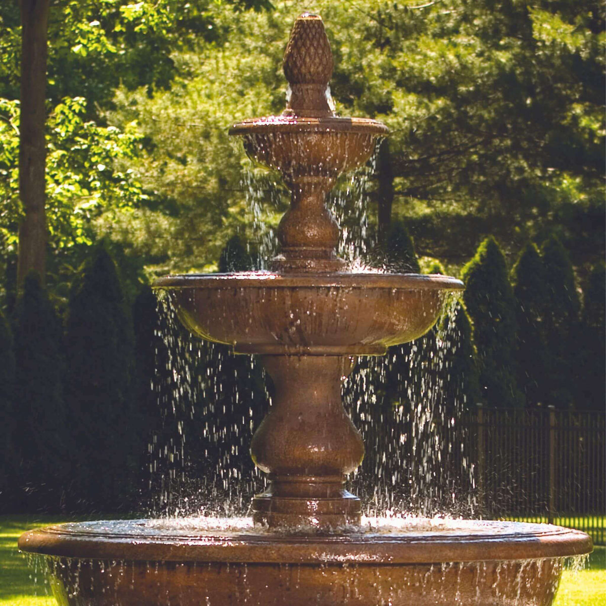 The Monticello 3-Tier Concrete Fountain w/ Pool - Massarellis #3703
