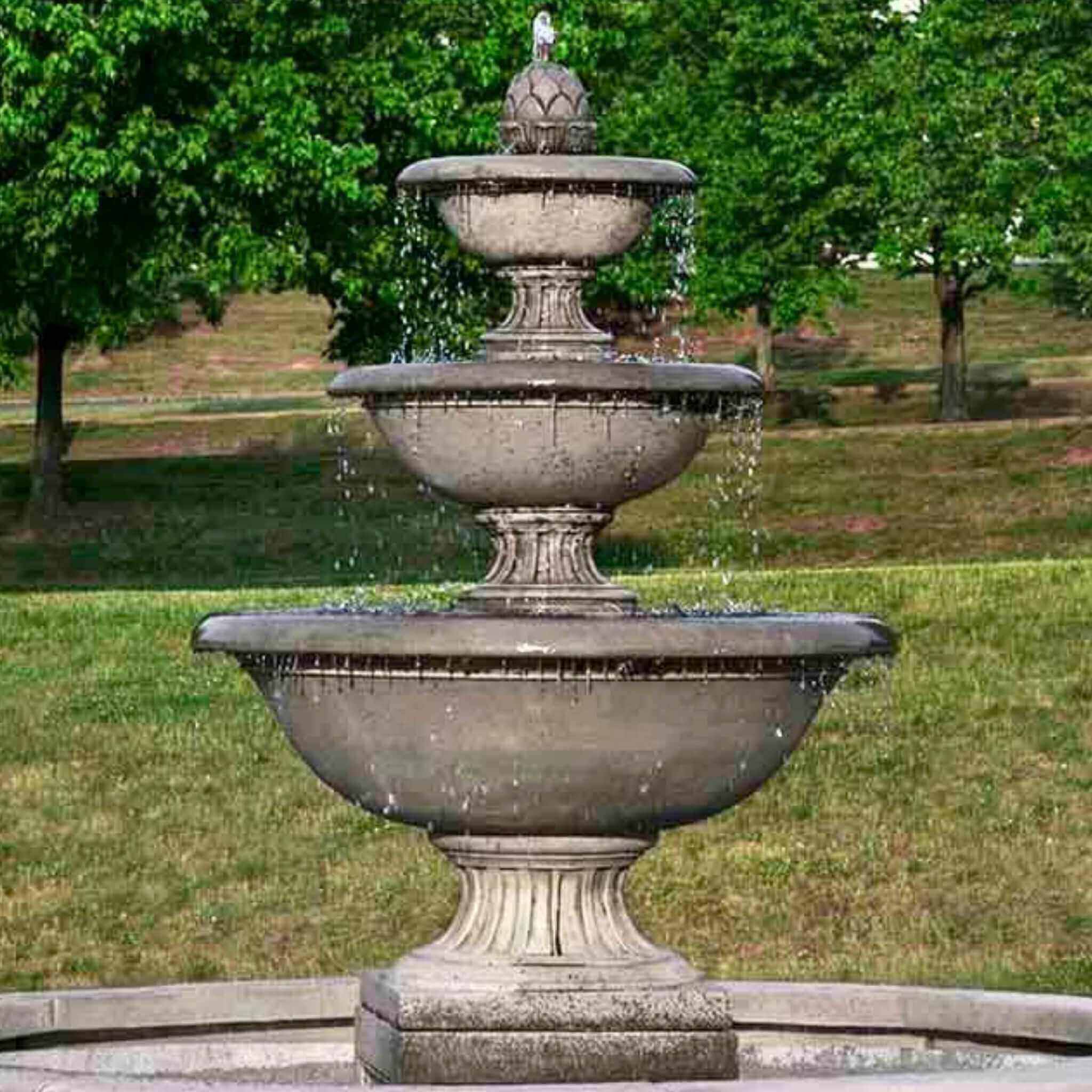 Fonthill 3-Tier Concrete Fountain in Basin - Campania #FT272