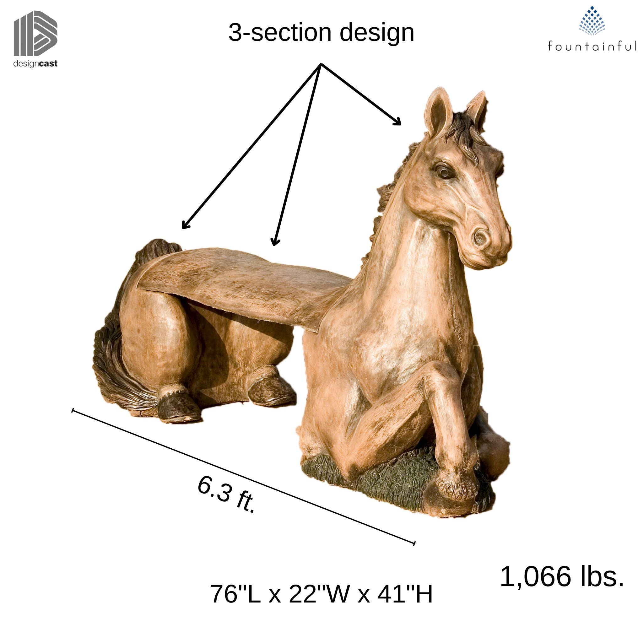 Horse Concrete Garden Bench - Phoenix Design Cast