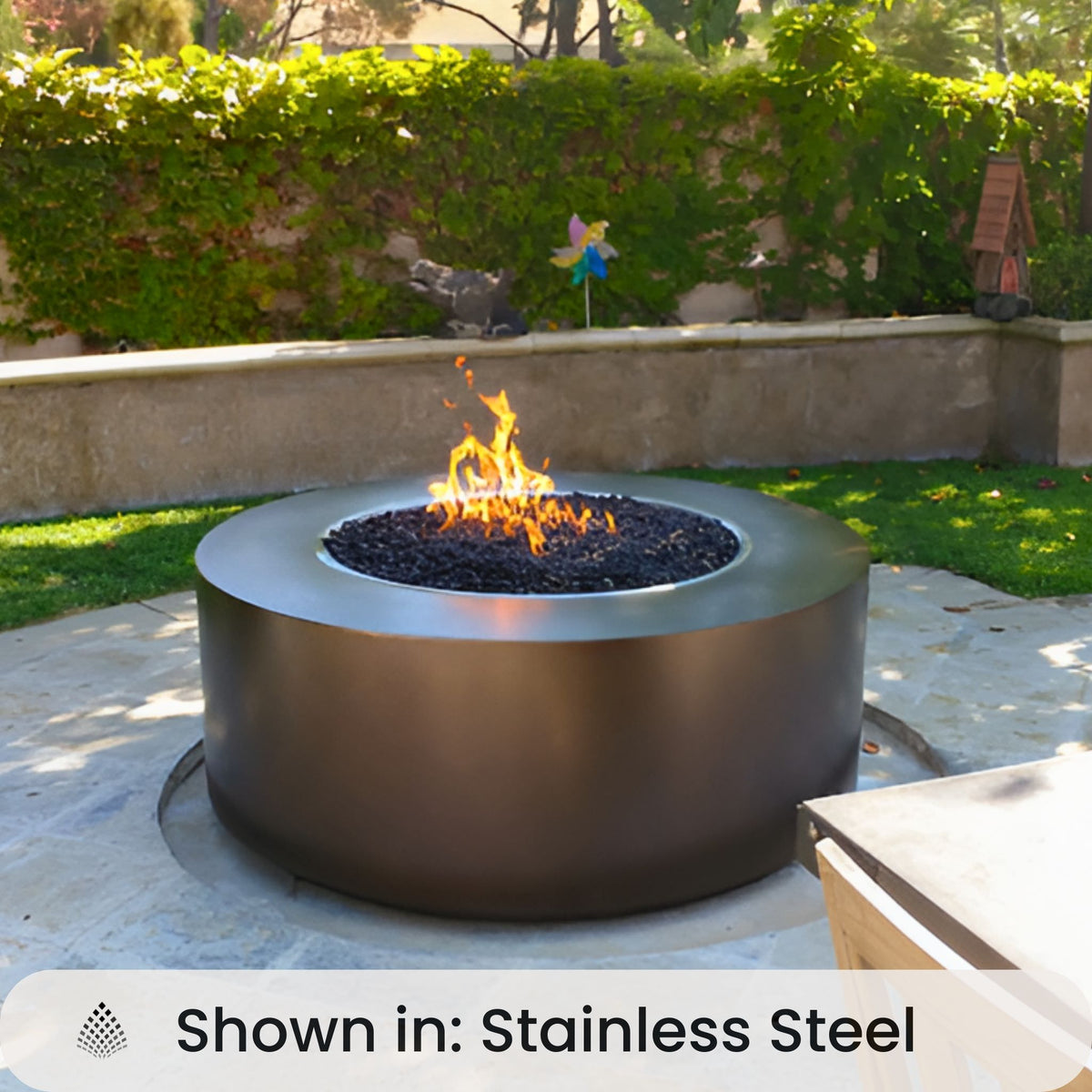Unity Round Gas Fire Pit in Luxury Metals - Outdoor Plus