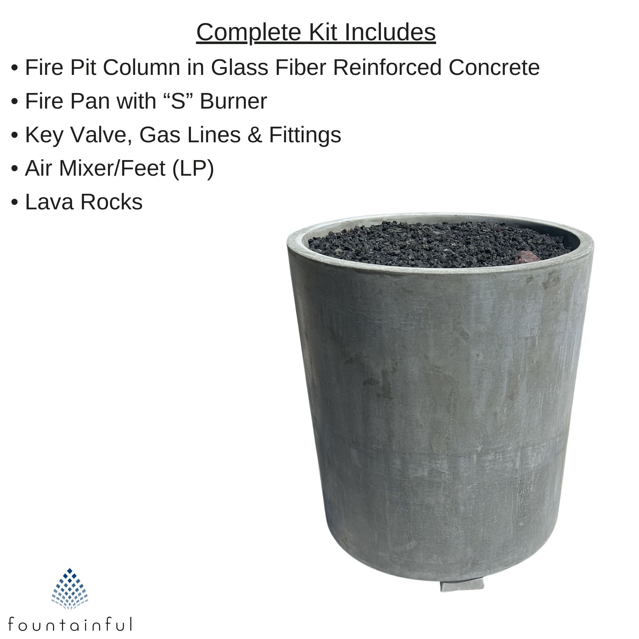 Concrete Column Gas Fire Pit - Complete Kit