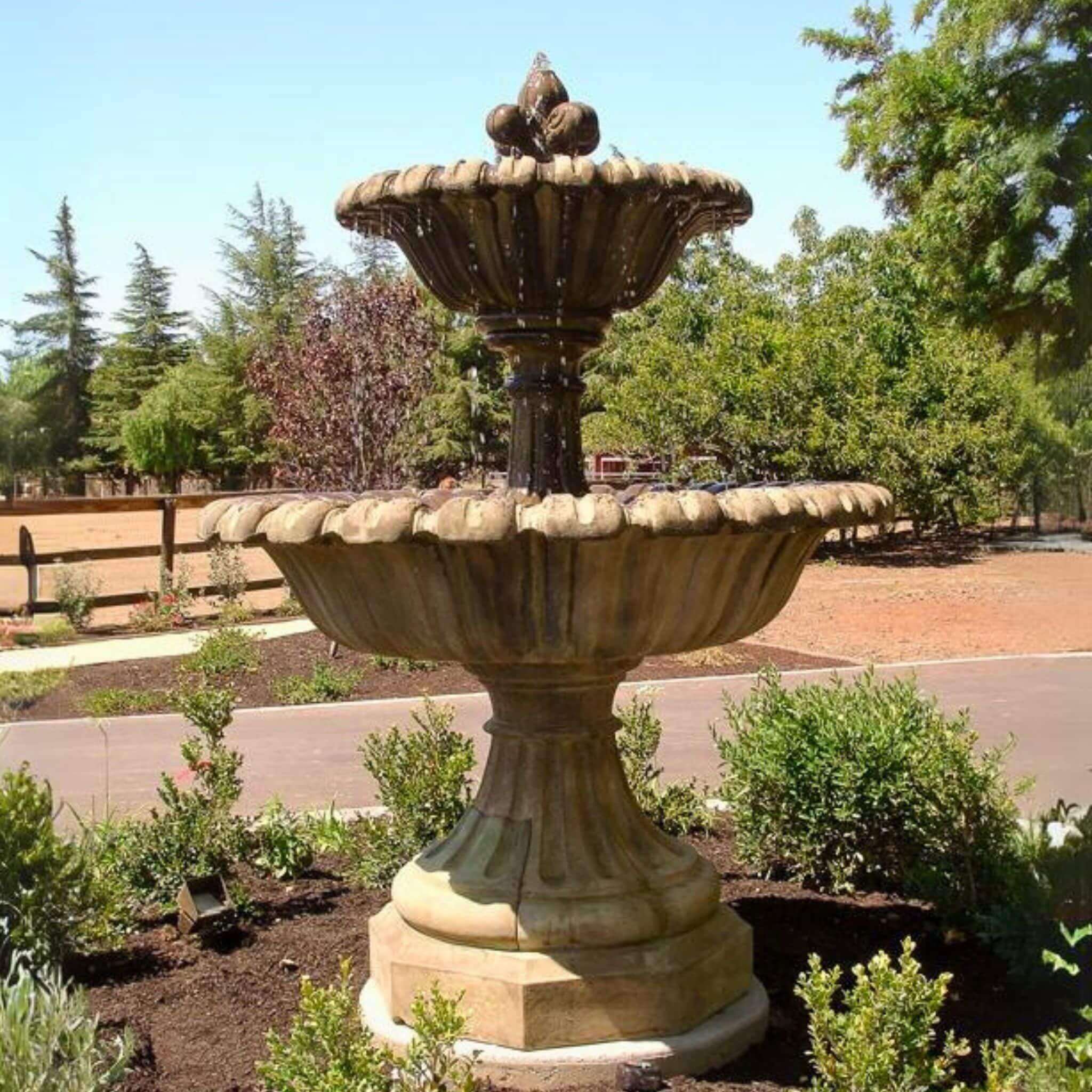 Tuscania 2-Tier Concrete Fountain with Octogon Base - Giannini #1049