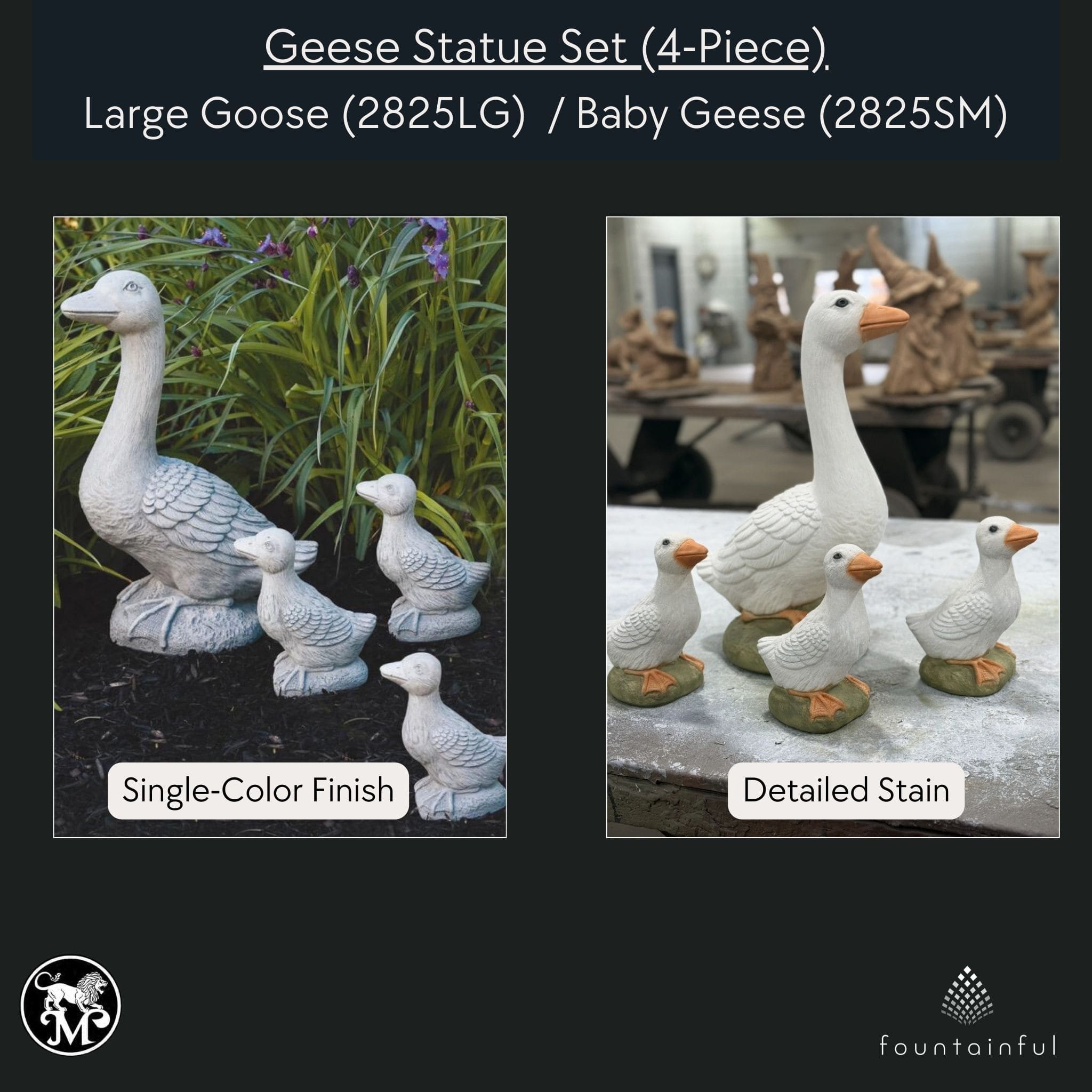 Geese Set Concrete Garden Statues - Massarellis #2825