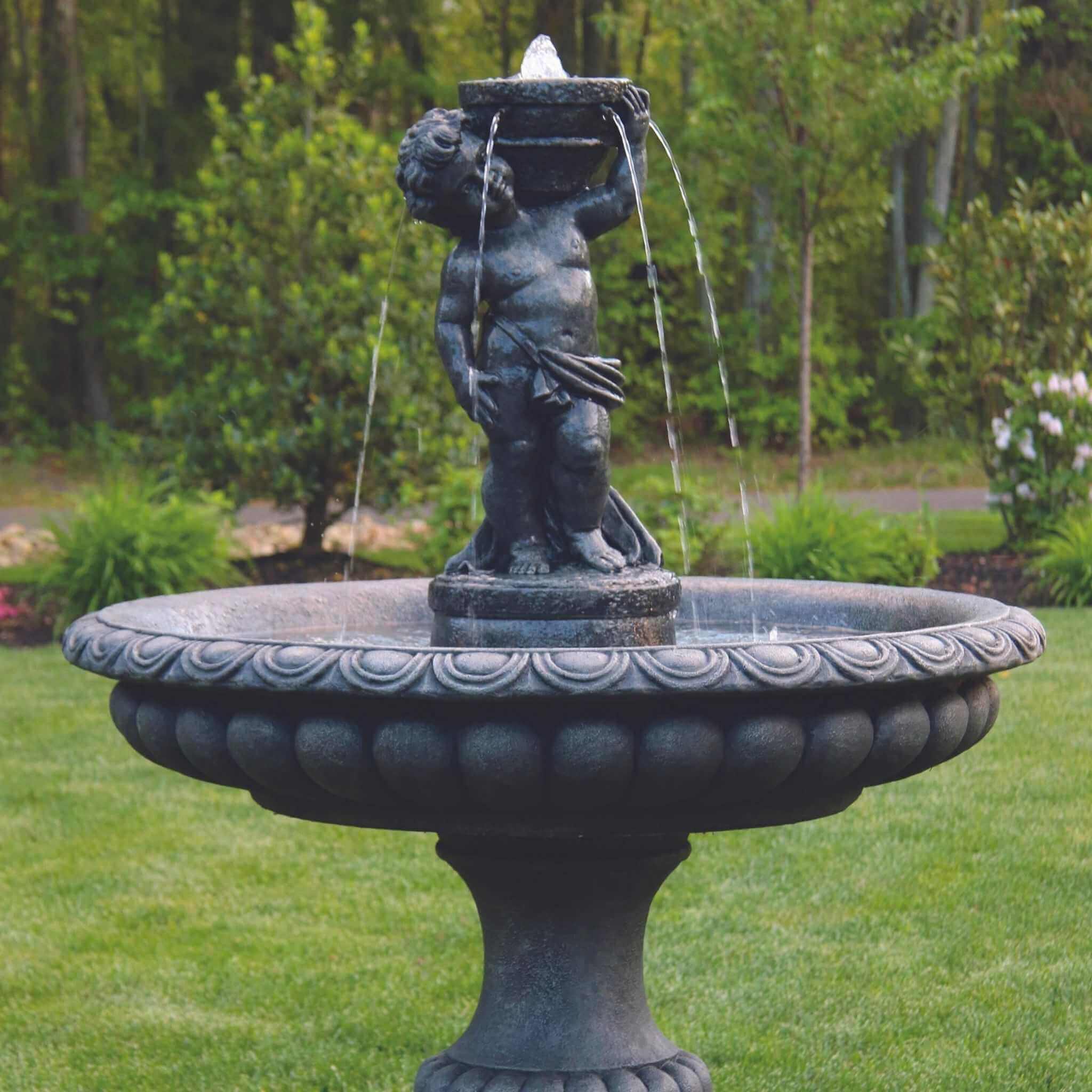 Isabella Cherub Concrete Fountain - Massarellis #3871
