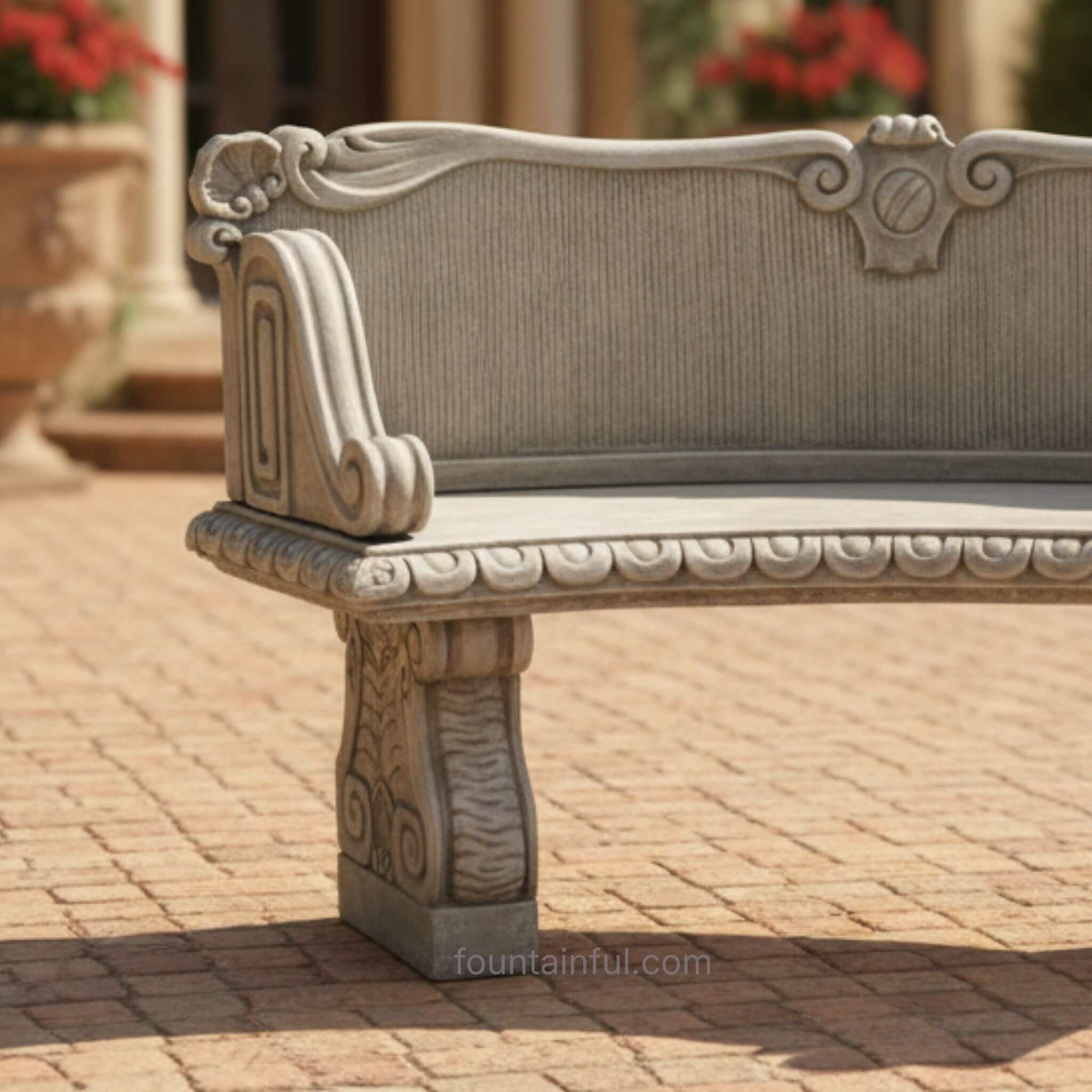 Palladio Curved Concrete Garden Bench - Giannini #559