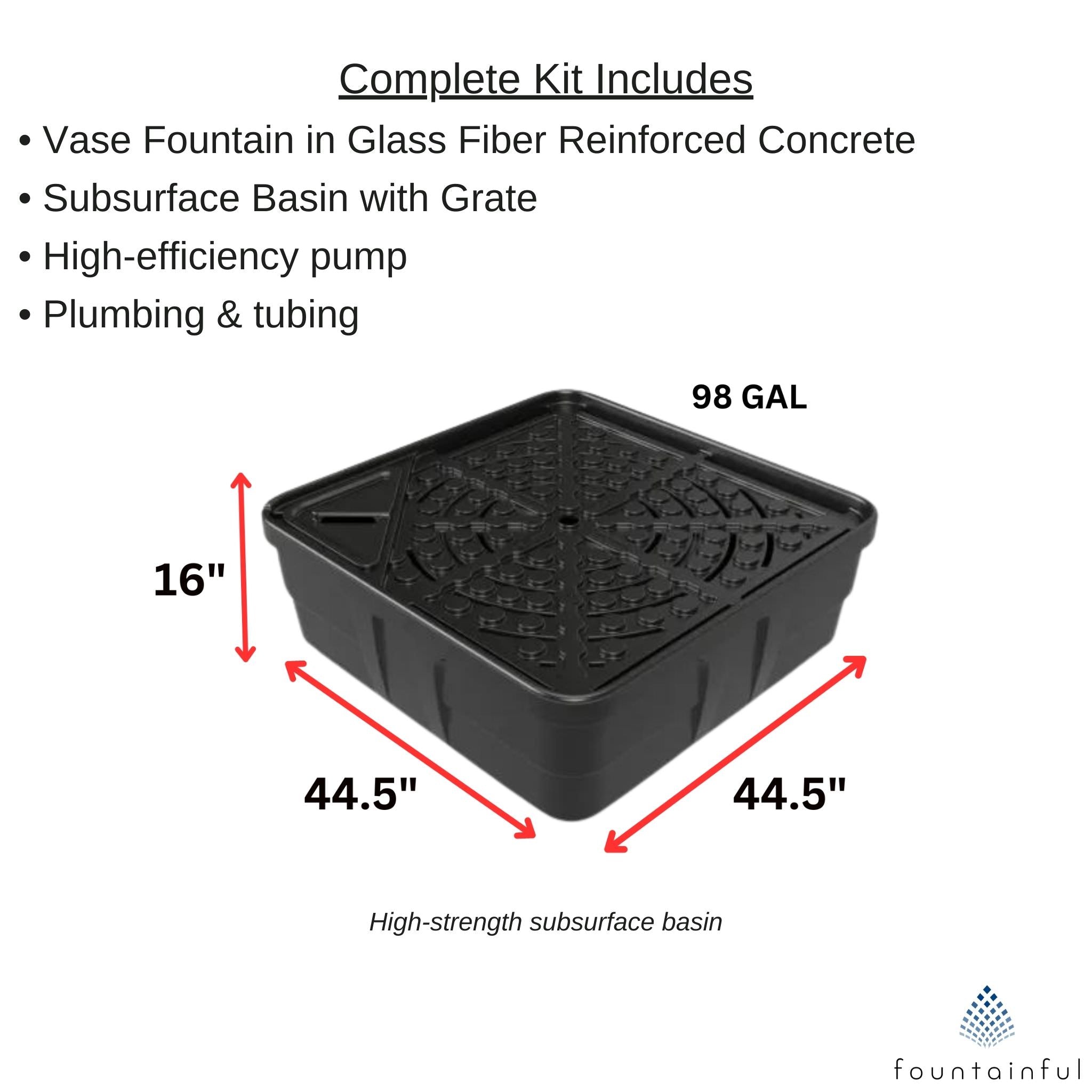 Vase 360° Spillway Concrete Fountain - Complete Kit