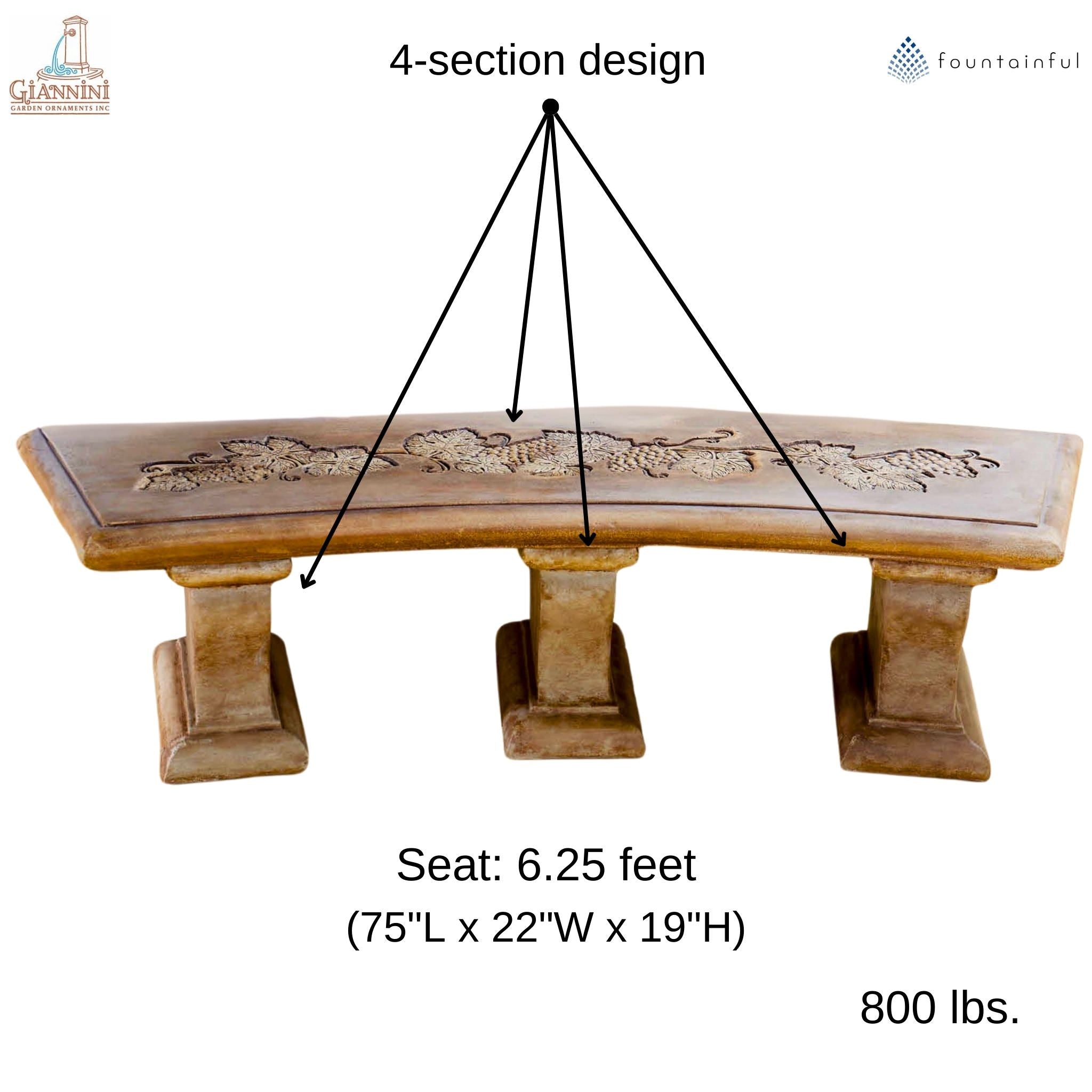 Vitis Curved Concrete Garden Bench - Giannini #577