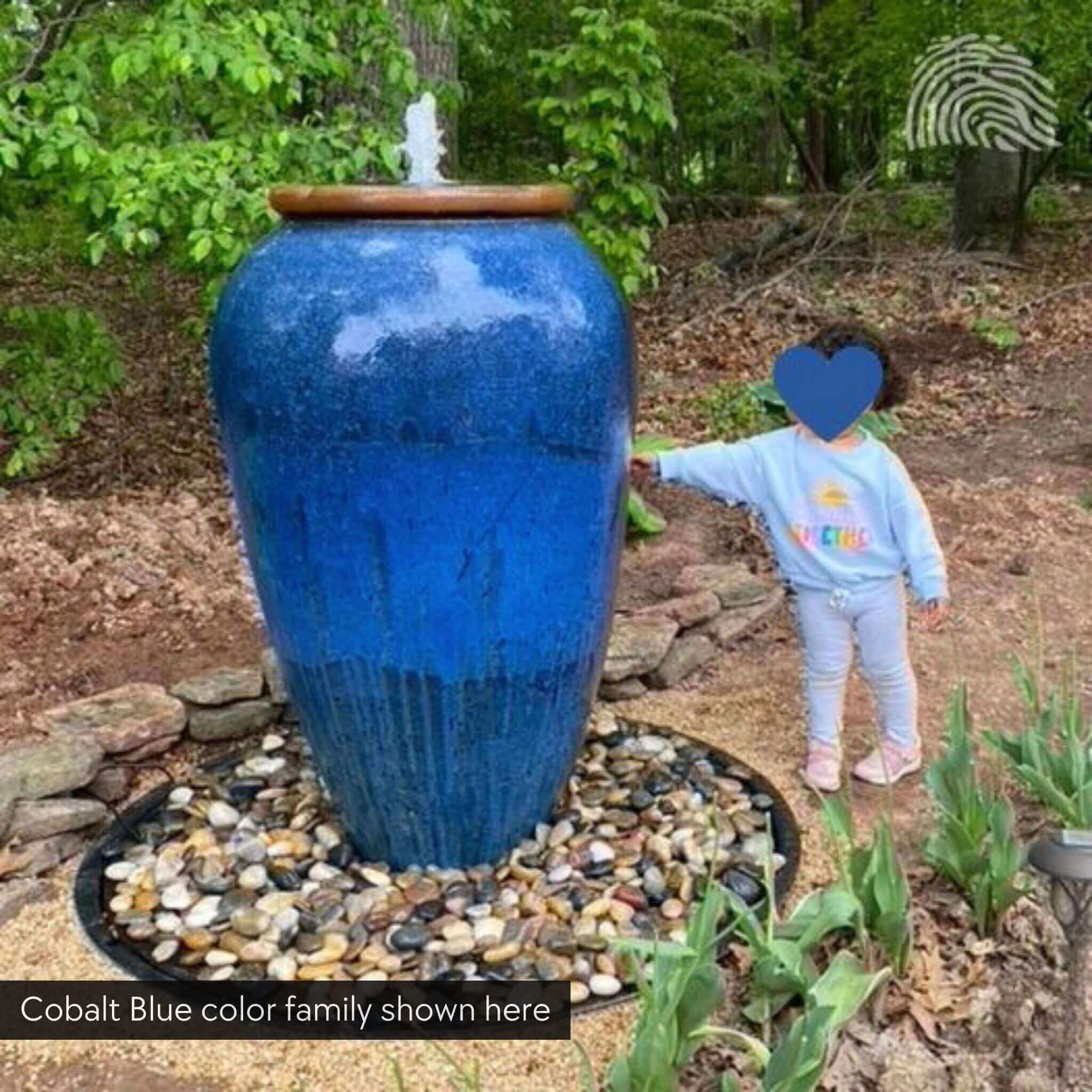 Triple Tuscany Vase "Blue/Green" Water Fountain - Complete Kit - Blue Thumb