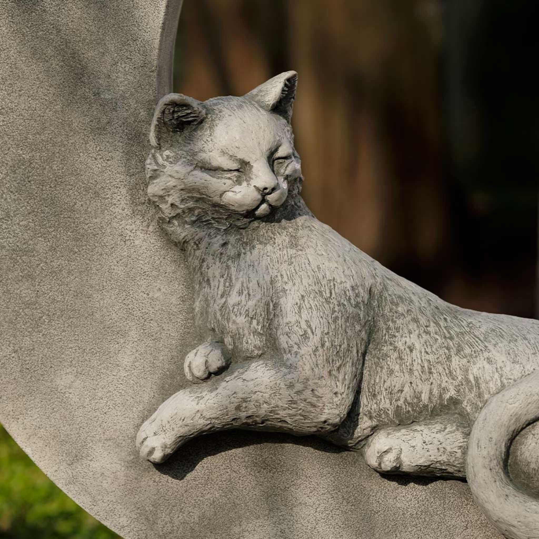 Cat on the Moon Concrete Garden Statue - Campania #A668