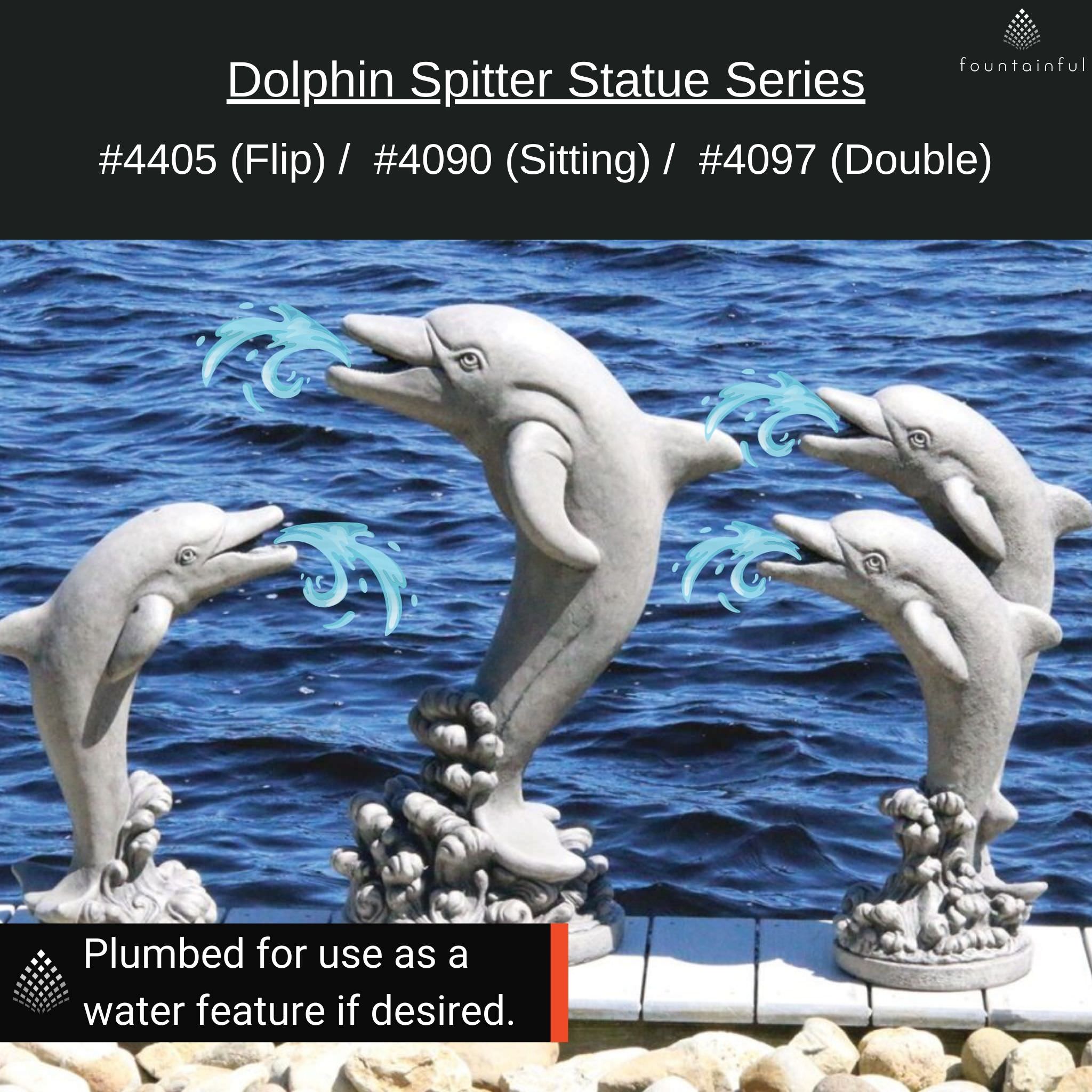 Flip the Dolphin Plumbed Concrete Statue - Massarellis #4405