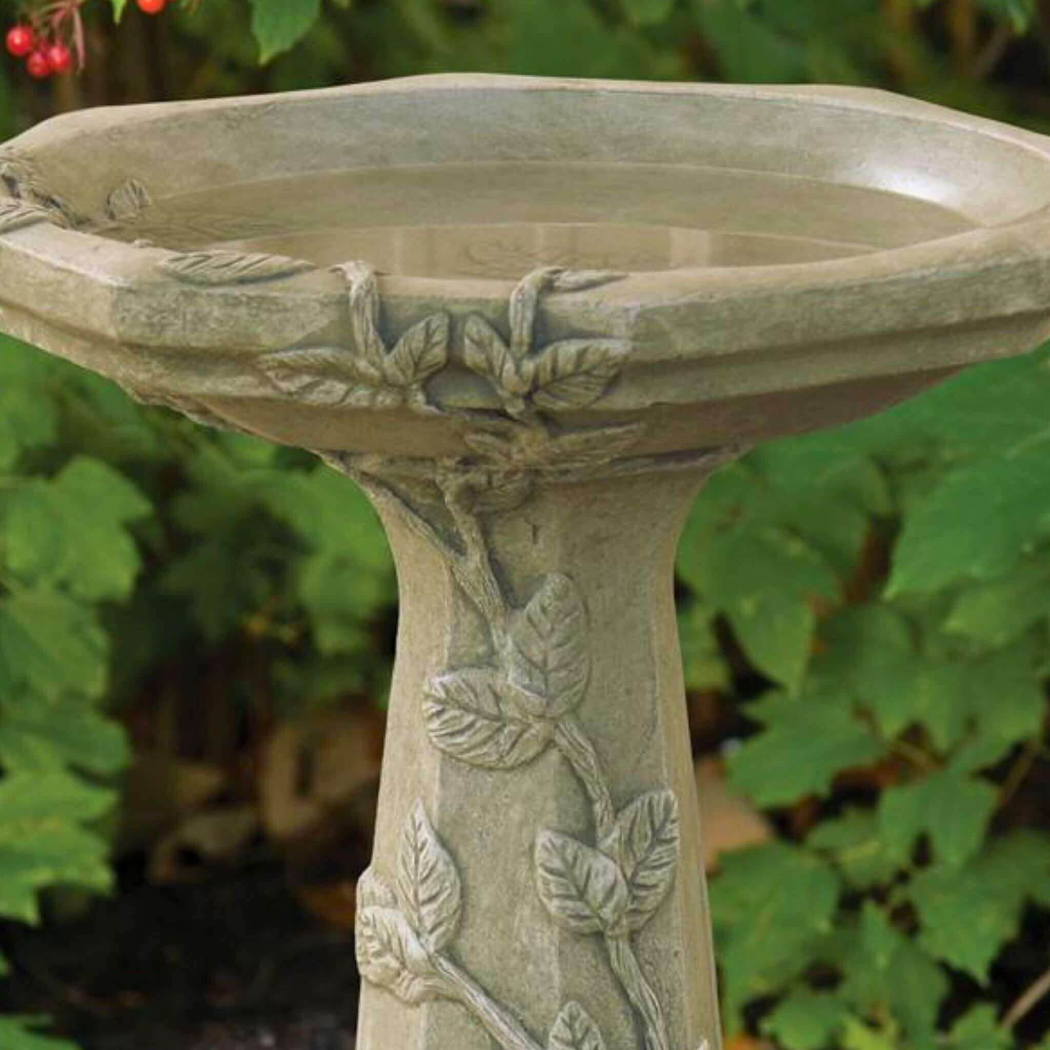Vine Tall Concrete Bird Bath - Massarellis #9281