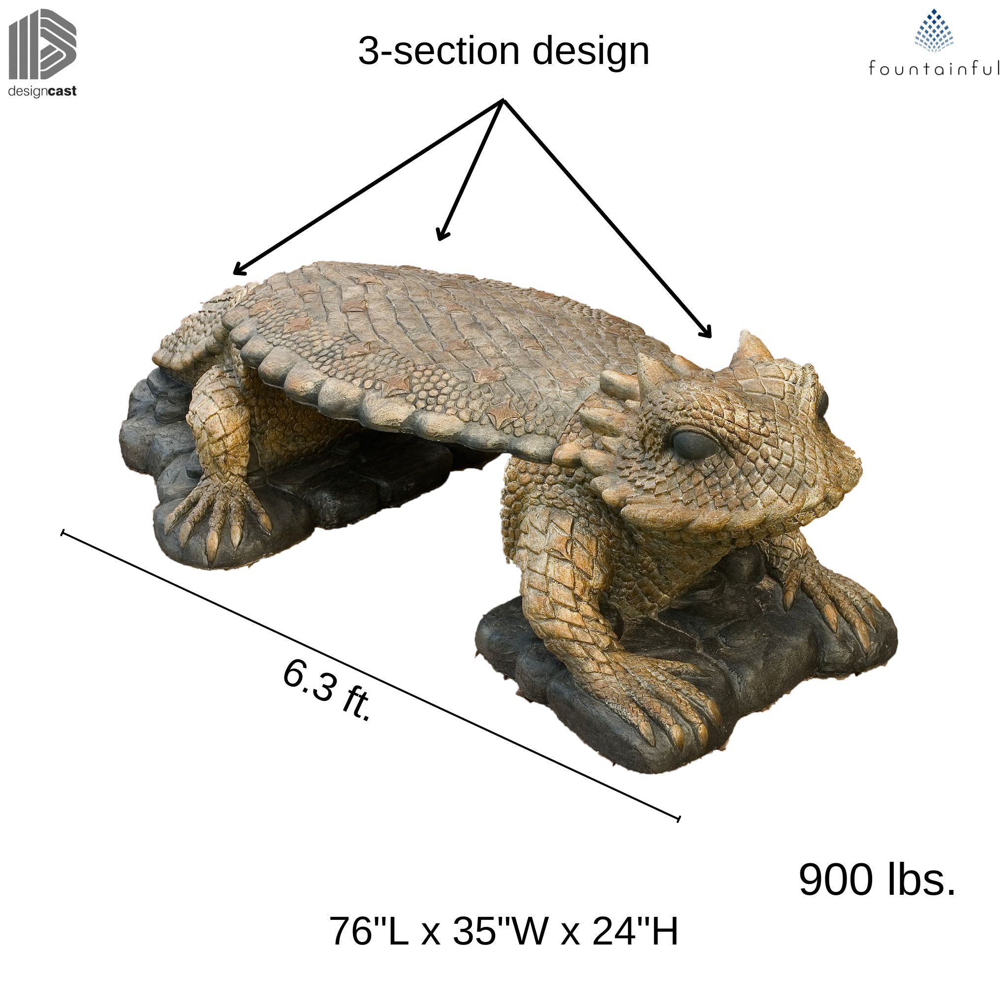 Horned Toad Concrete Garden Bench - Phoenix Design Cast
