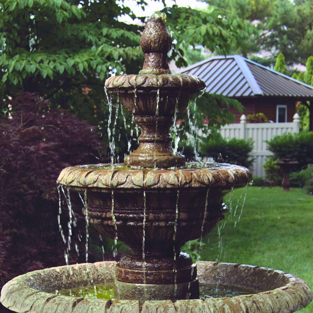 Chanticleer 3-Tier Concrete Fountain - Massarellis #3733