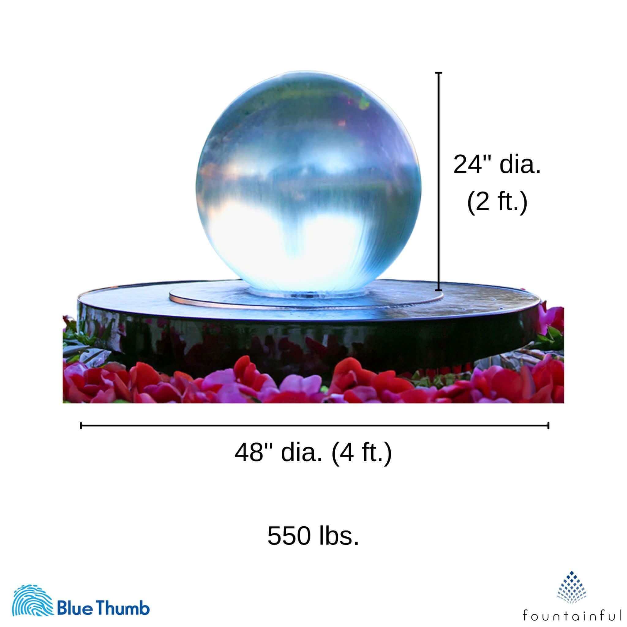 Crystal Sphere (24") Water Fountain - Complete Kit - Blue Thumb