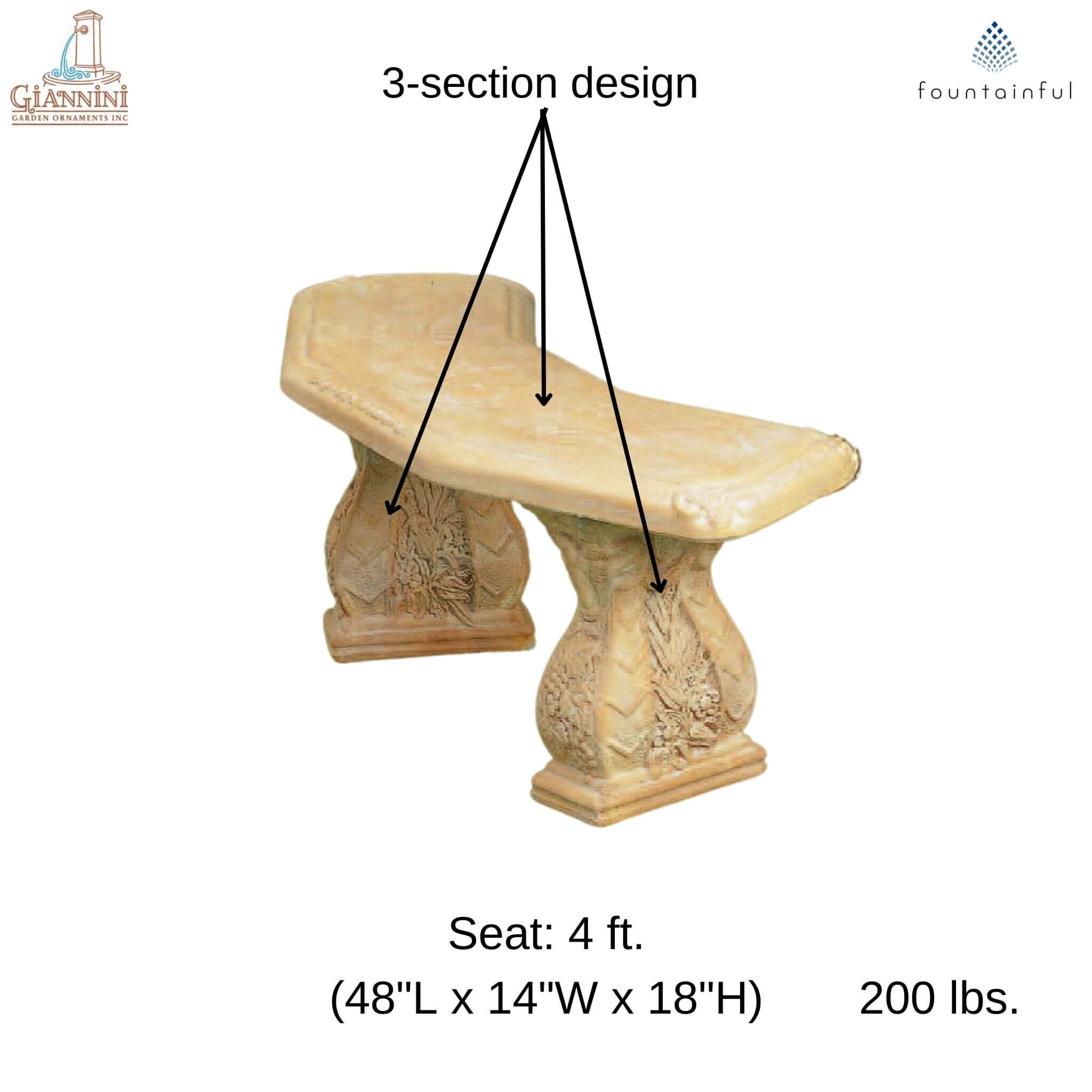 Pergola Angled Concrete Garden Bench - Giannini #503
