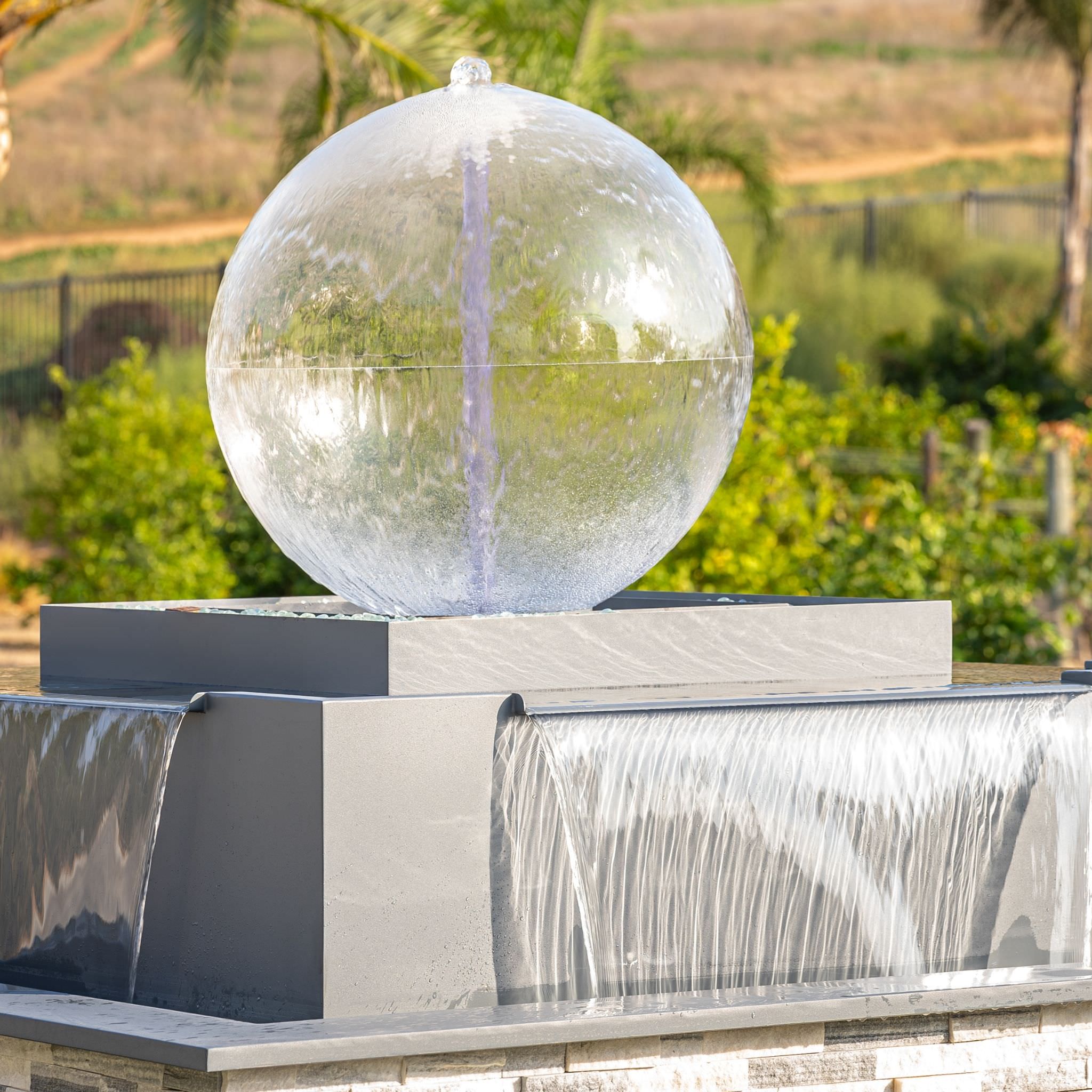 Atlas Crystal Sphere Fire & Water Fountain - The Outdoor Plus