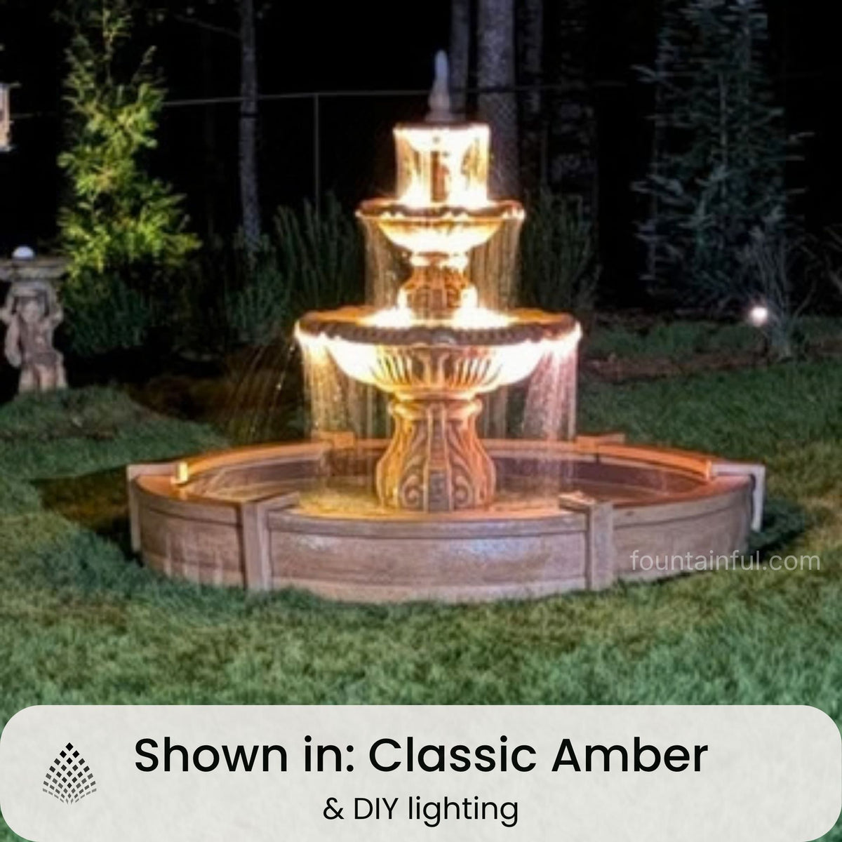 Calabria 3-Tier Concrete Fountain w/Pool - Massarellis #3771