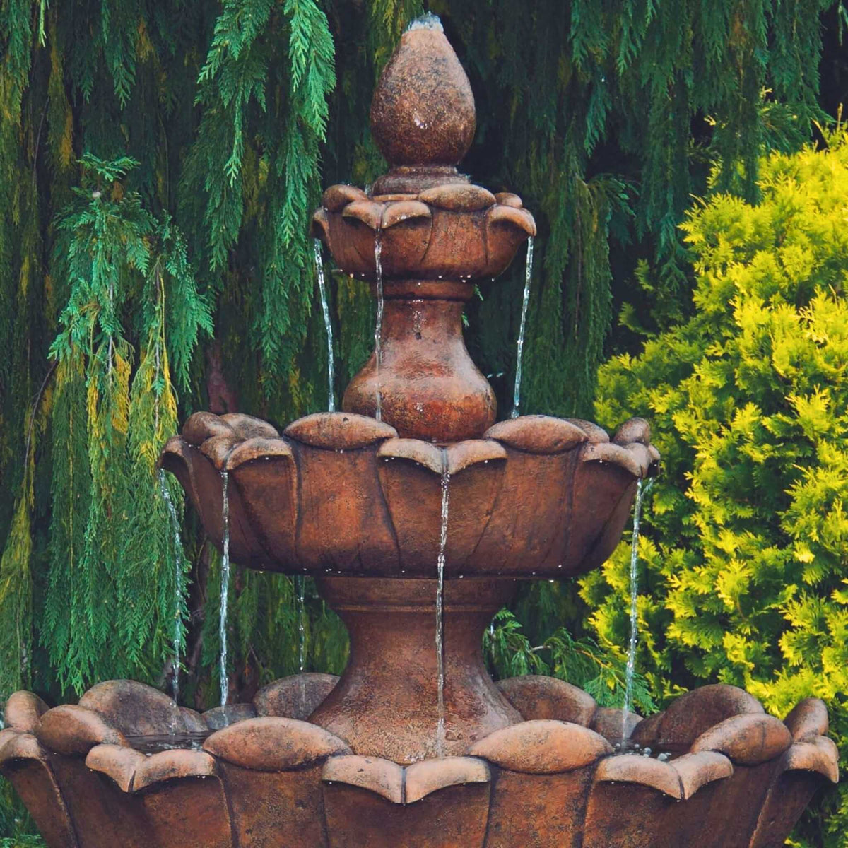 Petal Leaf 3-Tier Concrete Fountain - Massarellis #3710