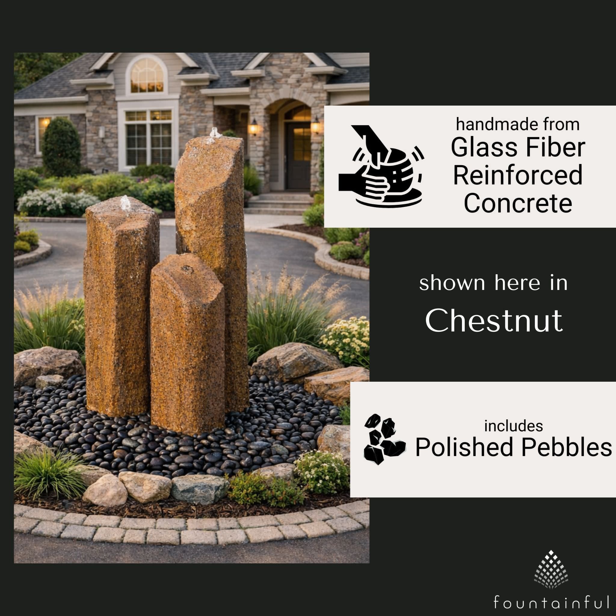 Grand Triple Extra Tall "Basalt" Fountain - Complete Kit - Blue Thumb