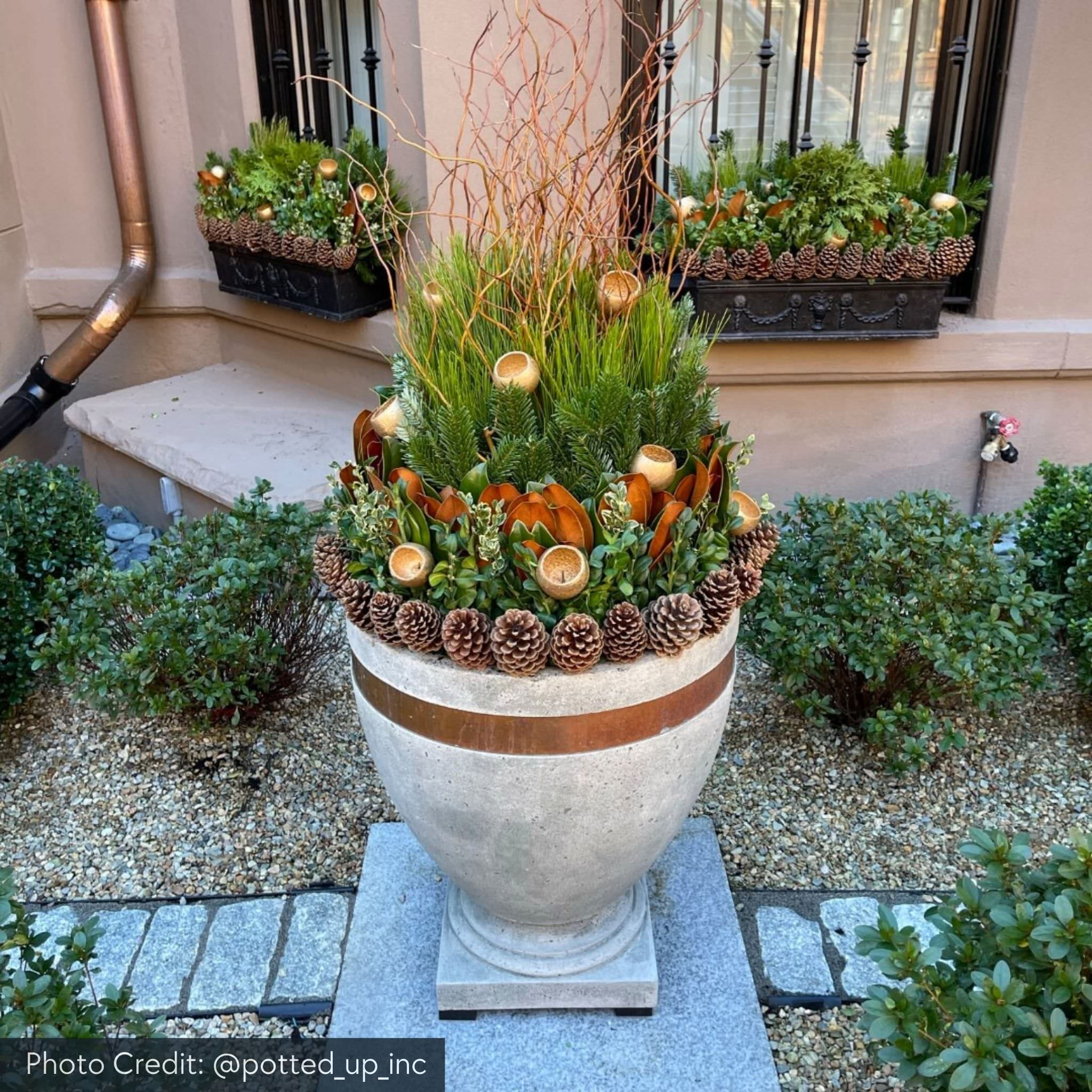 Moderne Copper Banded Concrete Planters - Campania
