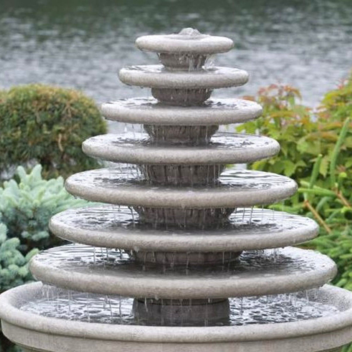 Gozo 7-Tier Concrete Garden Fountain - Massarellis #3663
