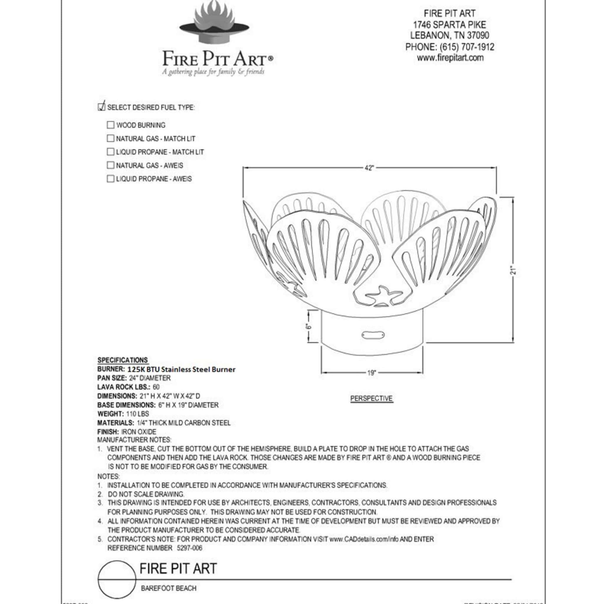 Barefoot Beach Gas Fire Pit in Steel - Fire Pit Art