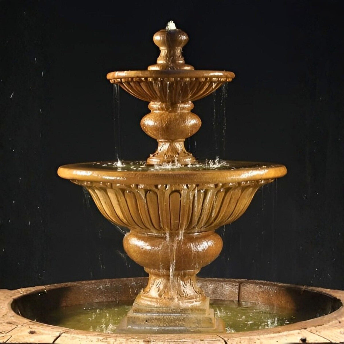 Formal Garden 2-Tier Concrete Pond Fountain - Fiore #2072