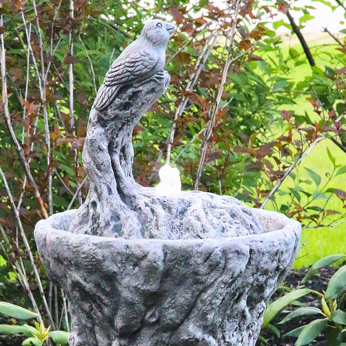 Wise Old Tree Concrete Fountainette w/ Tree Man Pedestal & Lights - Massarellis #3914