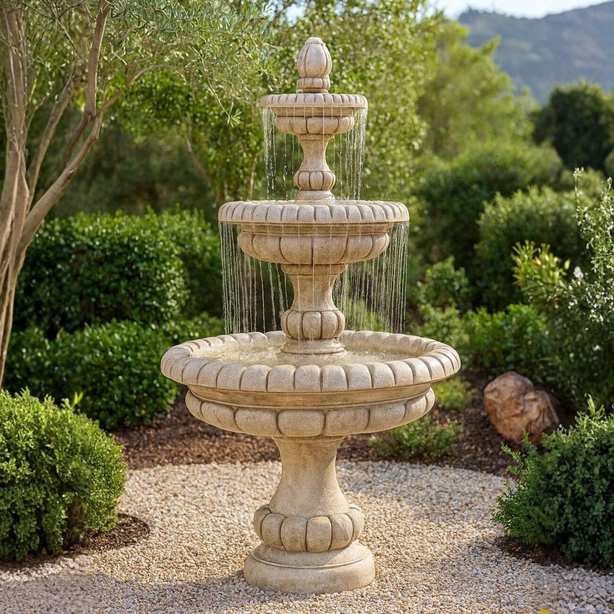 Pioggia 3-Tier Concrete Fountain - Fiore #LG163F