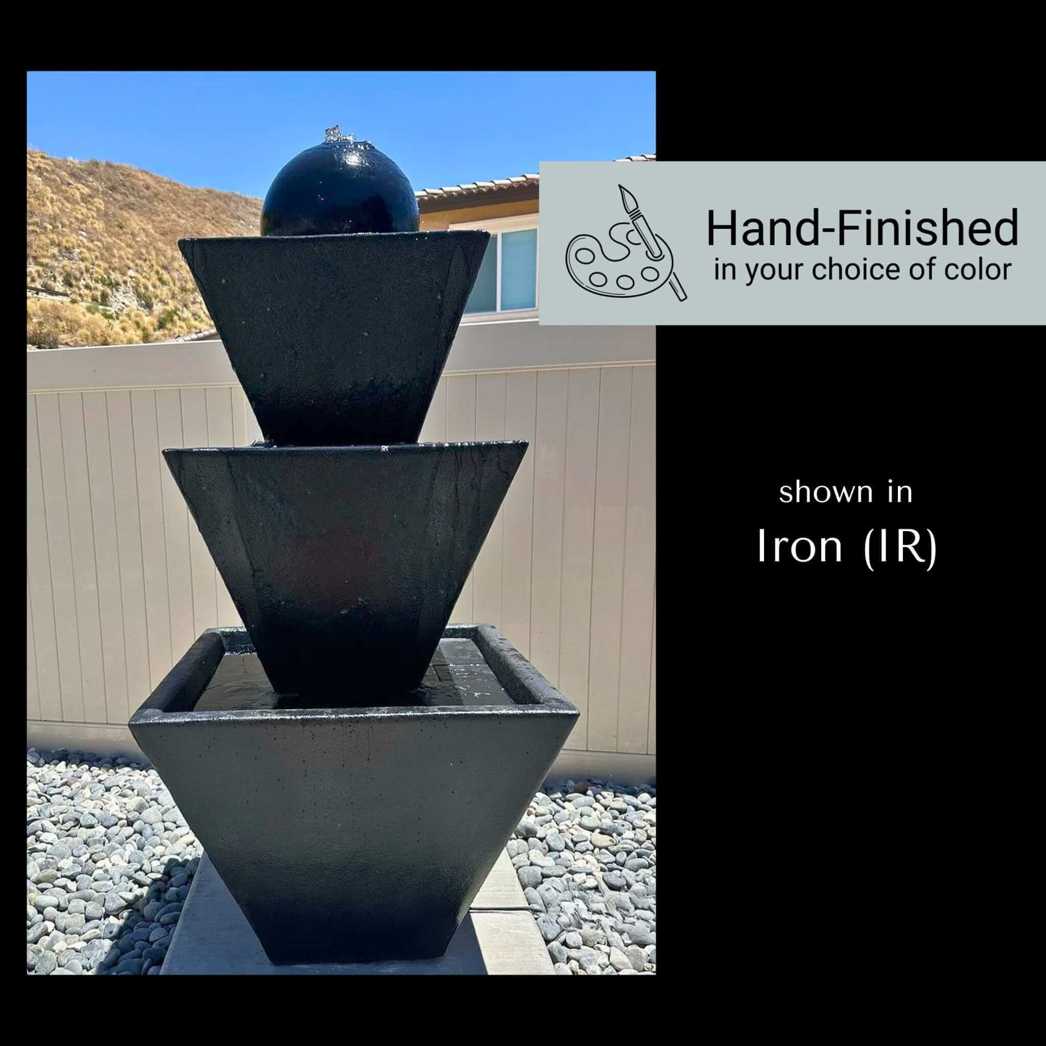 Modern 3-Tier Concrete Fountain with Ball Giannini #1488