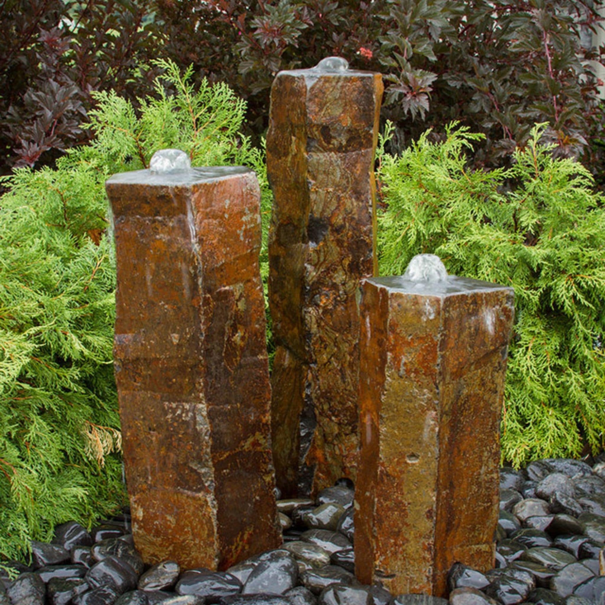 Triple Polished Top Basalt Fountain - Complete Kit- Blue Thumb