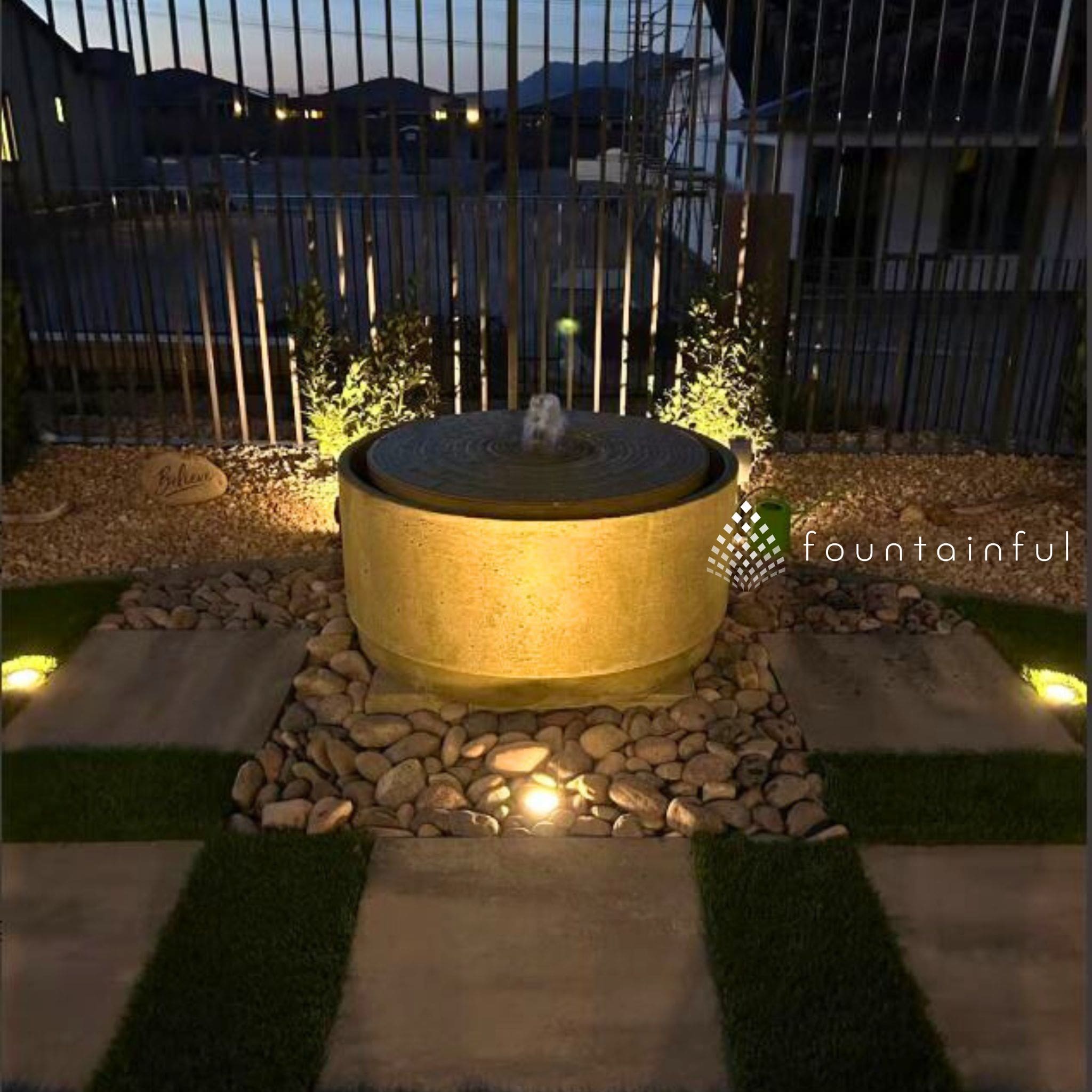Onda Round Concrete Bowl Fountain - Campania #FT429