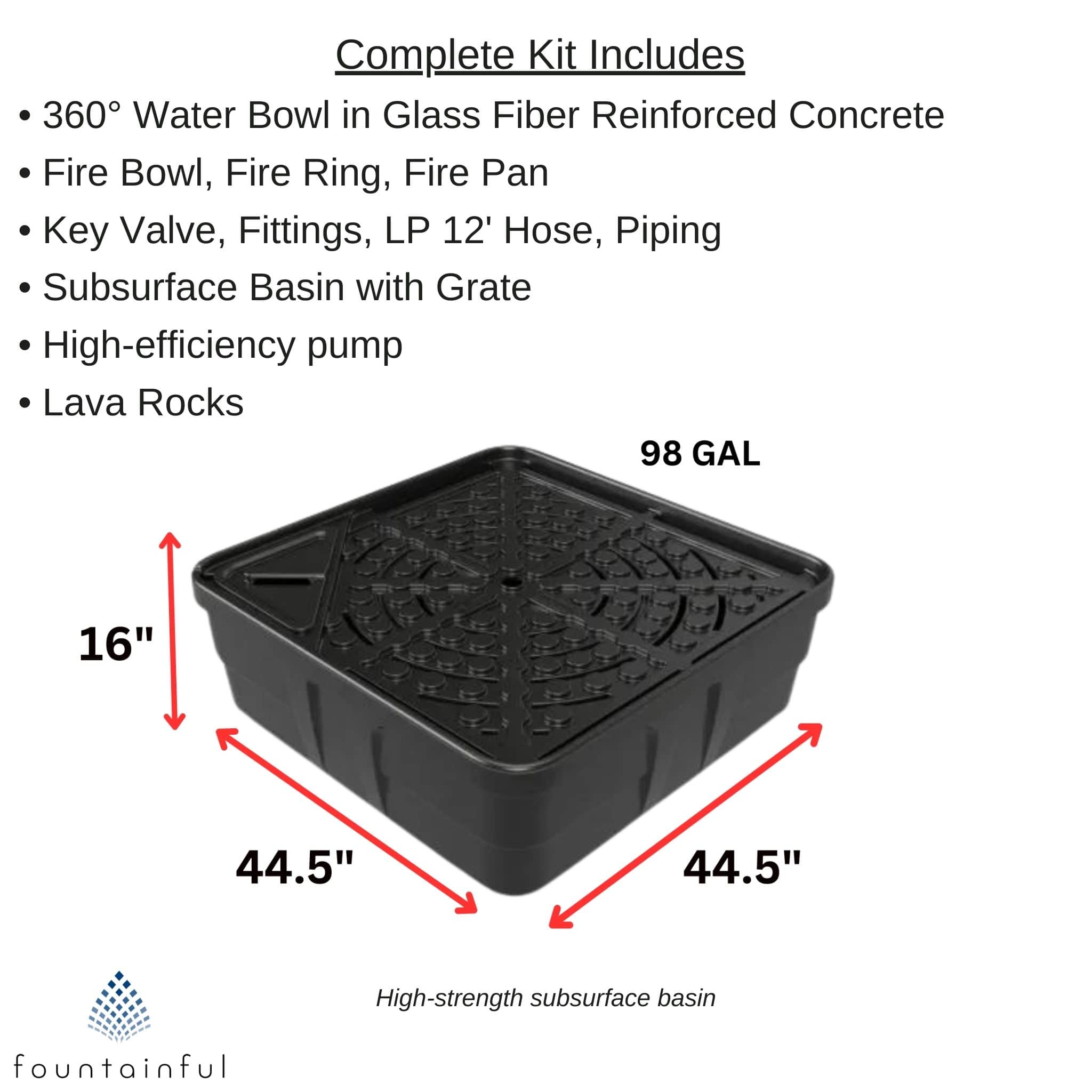 360° Fire & Water Bowl Concrete Fountain