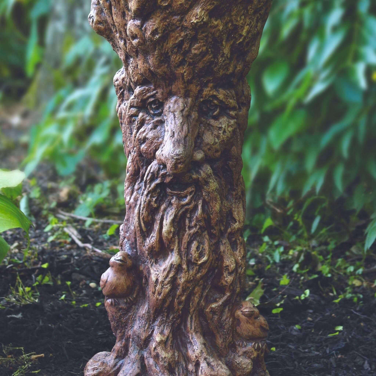 Owl Concrete Fountainette w/ Tree Man Pedestal & Lights - Massarellis #3929