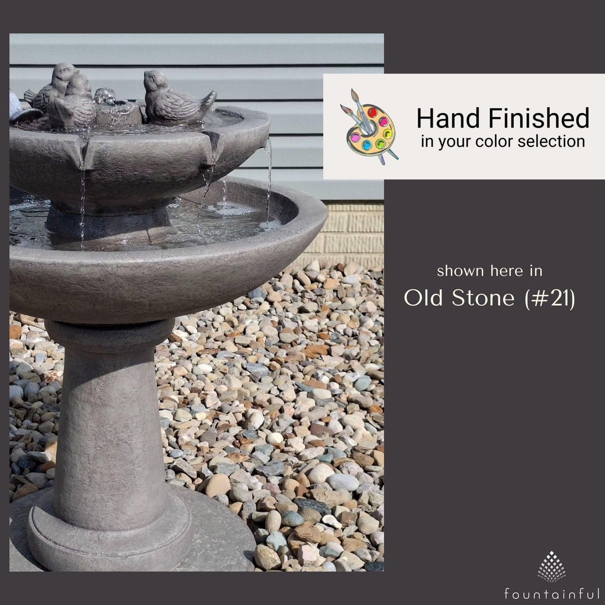 Tranquility Birds 2-Tier Concrete Fountain - Massarellis #3702