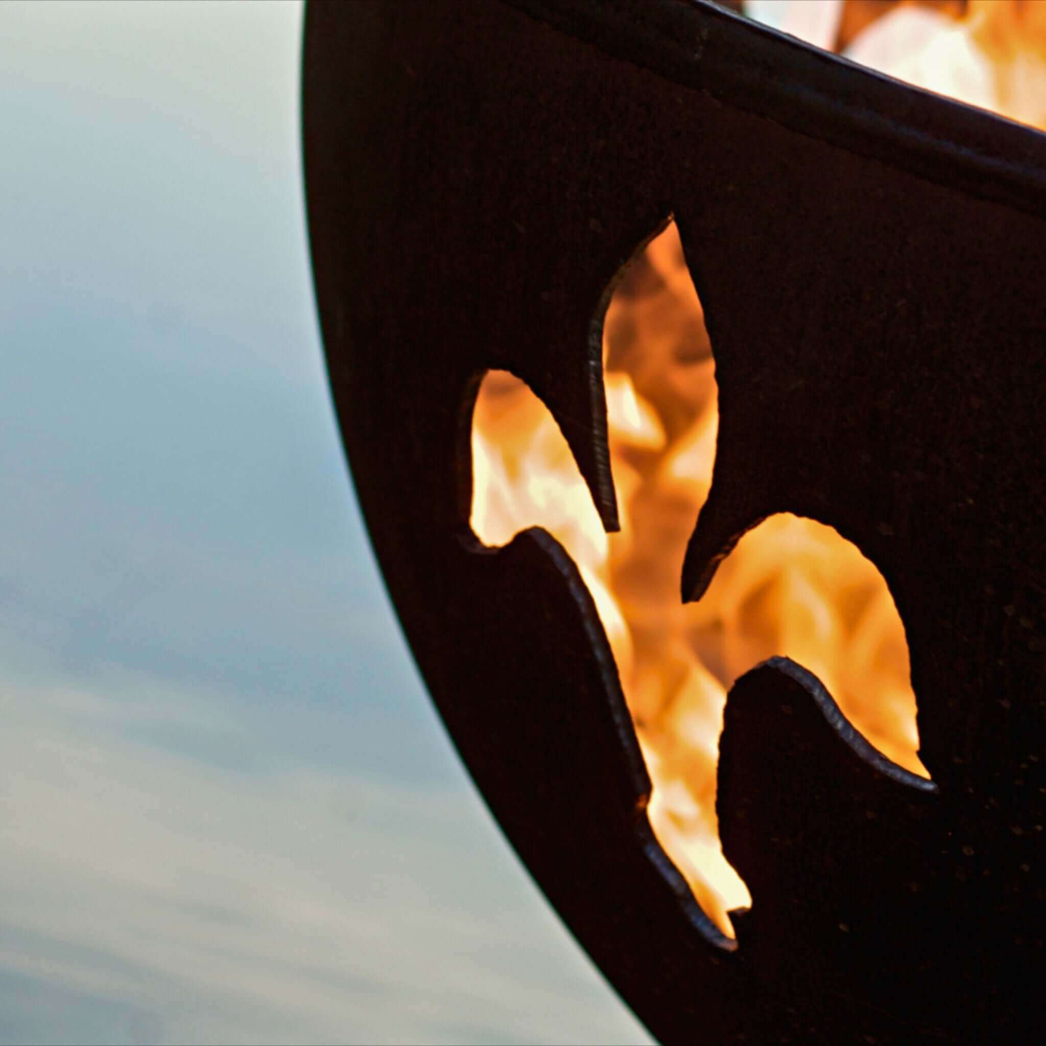 Fleur de Lis Wood Burning Fire Pit in Steel - Fire Pit Art