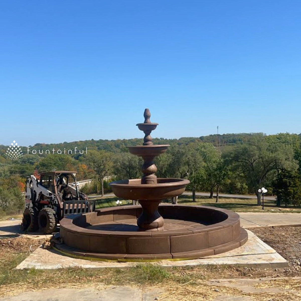 The Monticello 3-Tier Concrete Fountain w/ Pool - Massarellis #3703
