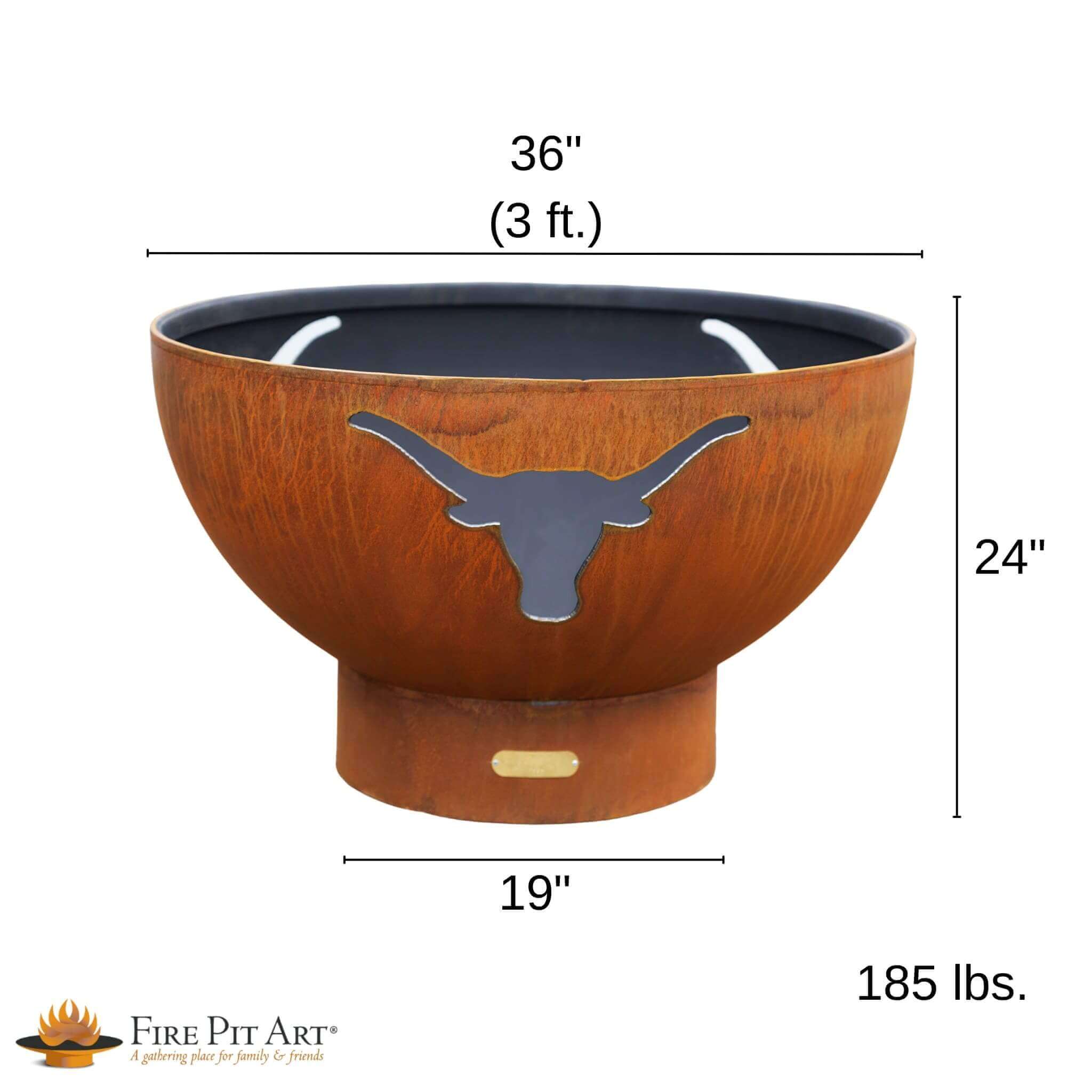 Longhorn Gas Fire Pit in Steel - Fire Pit Art