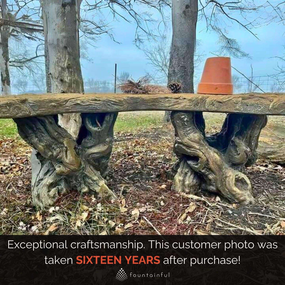 "Timber" Concrete Garden Bench - Massarellis #4860