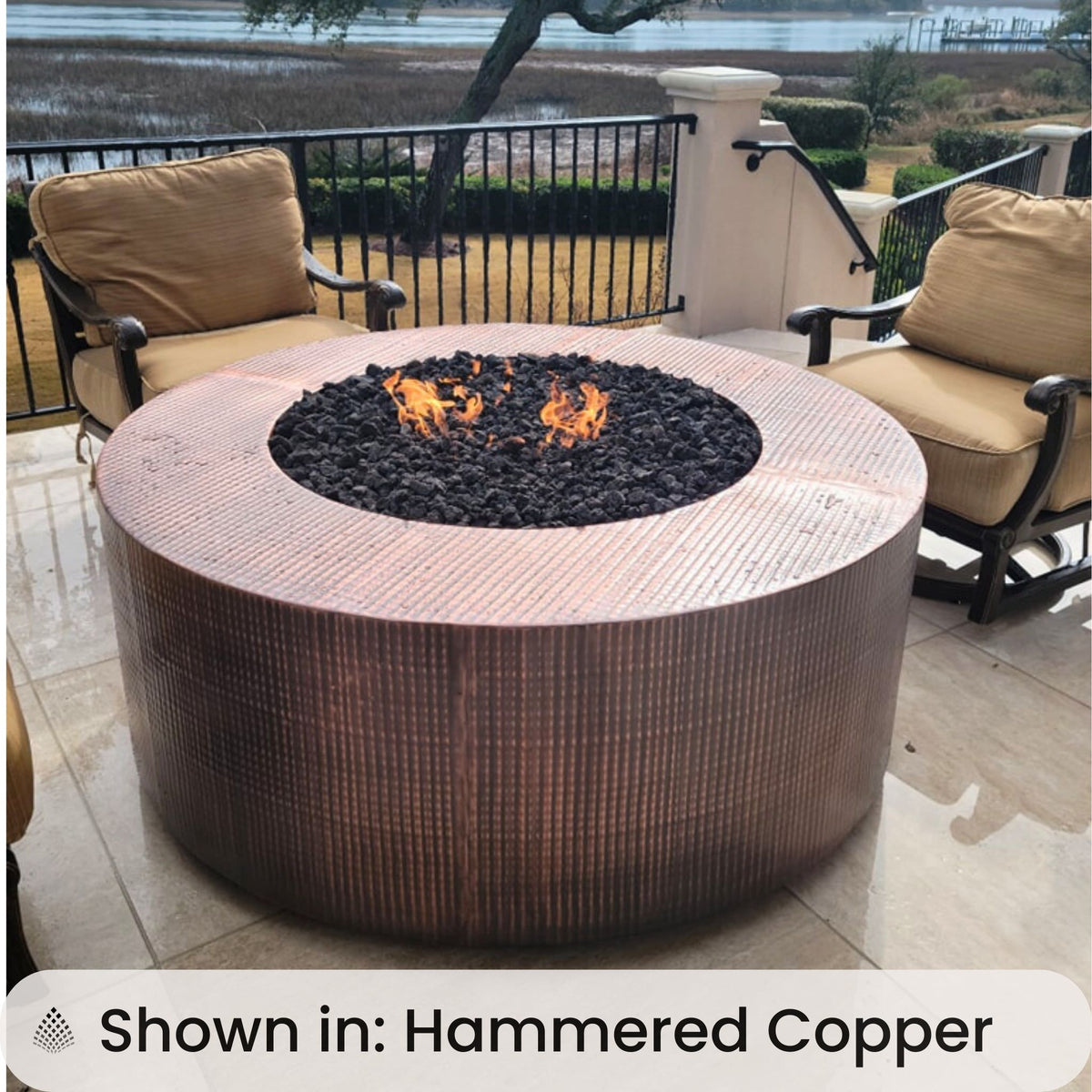 Unity Round Gas Fire Pit in Luxury Metals - Outdoor Plus