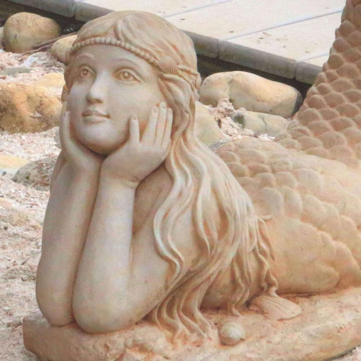Mermaid Sculpted Concrete Bird Bath - Massarellis #9749