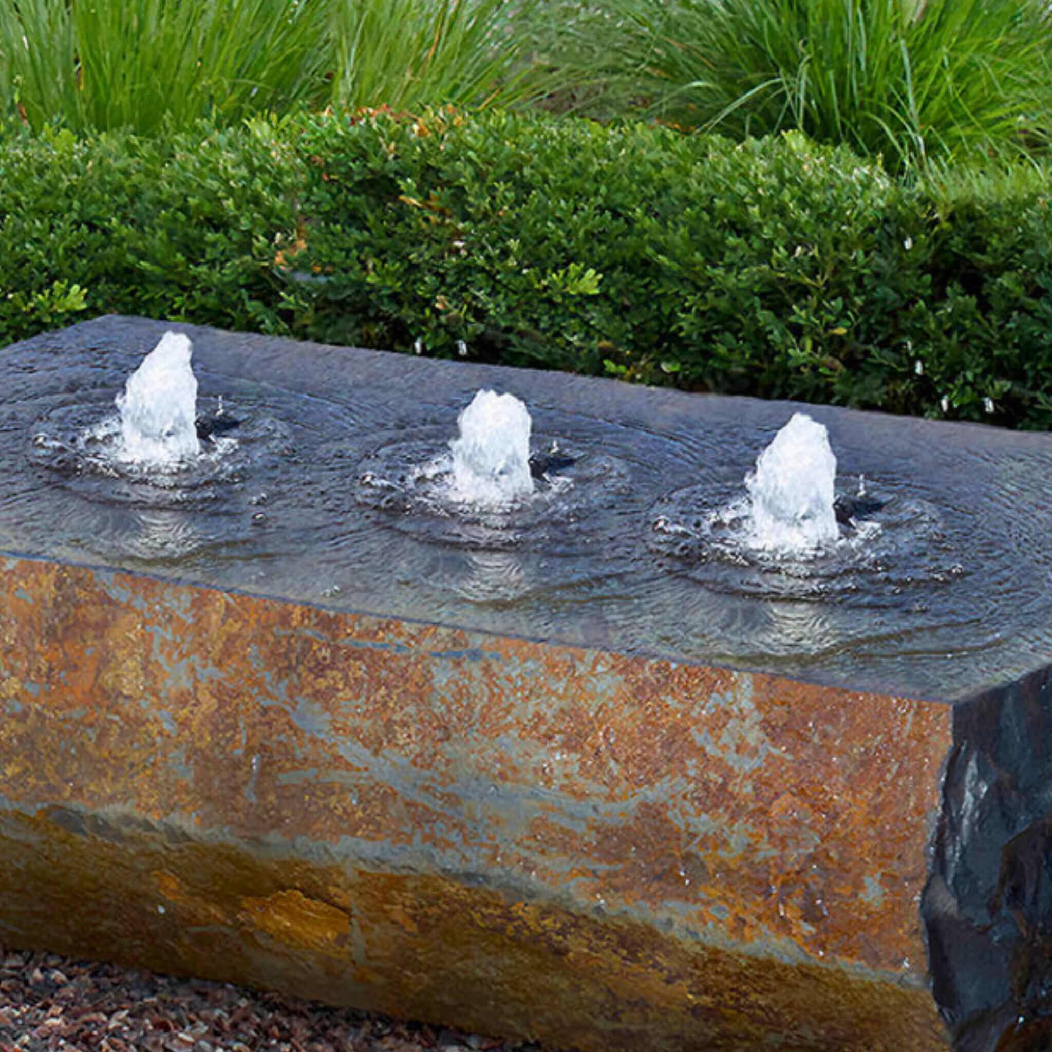 Basalt Block "Ichise" Triple Drilled Fountain - Complete Kit - Blue Thumb