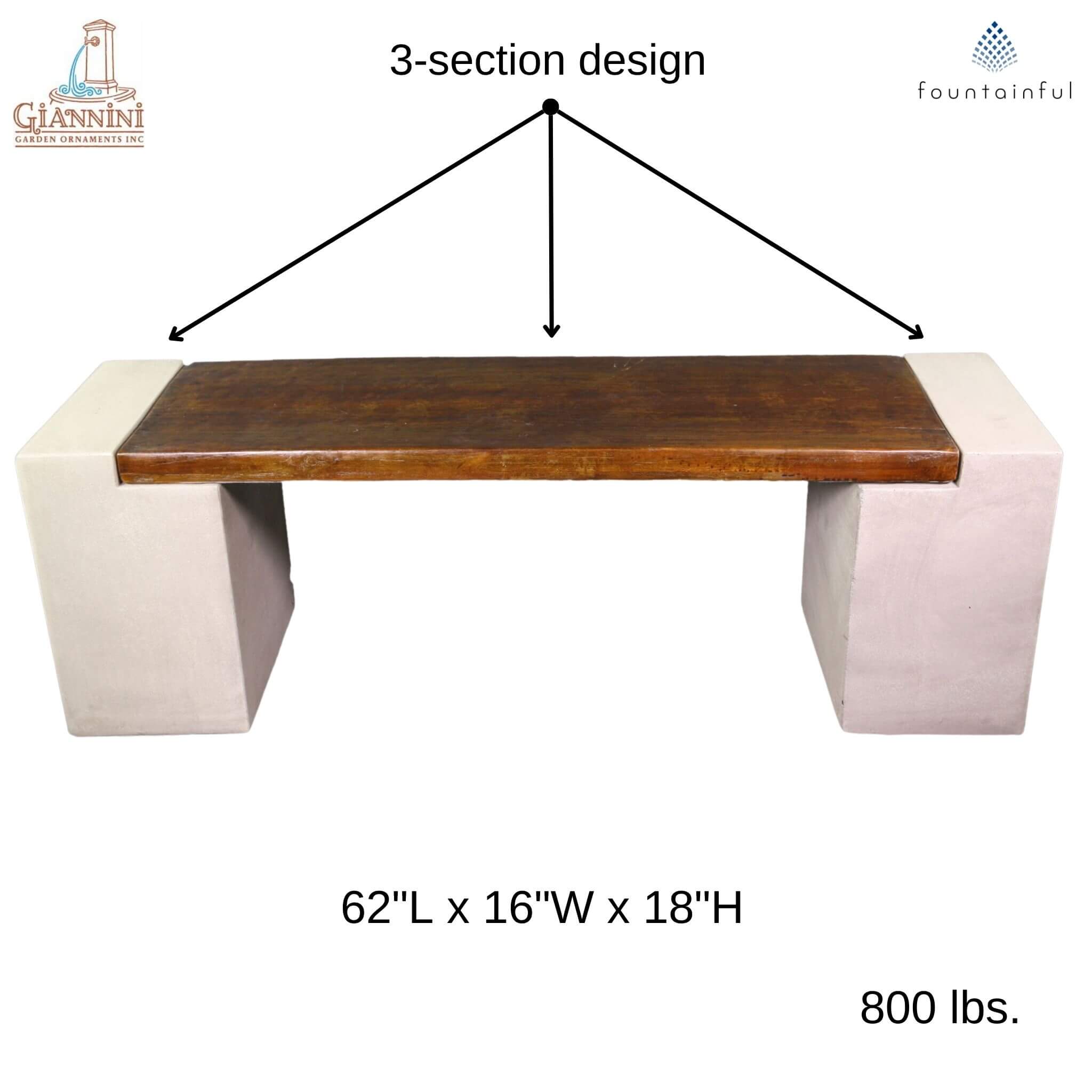 California Concrete Garden Bench - Giannini #580