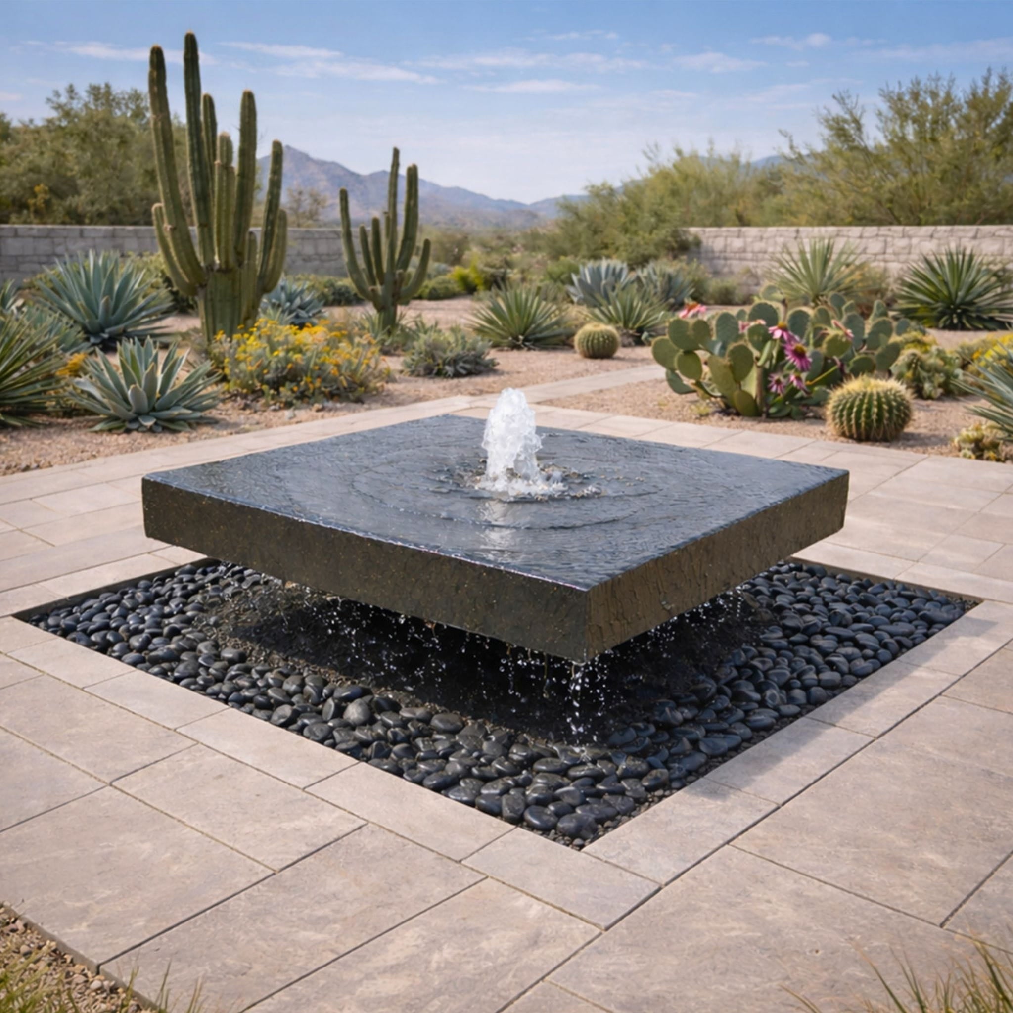Basalt "Table" Block Fountain - Complete Kit - Blue Thumb