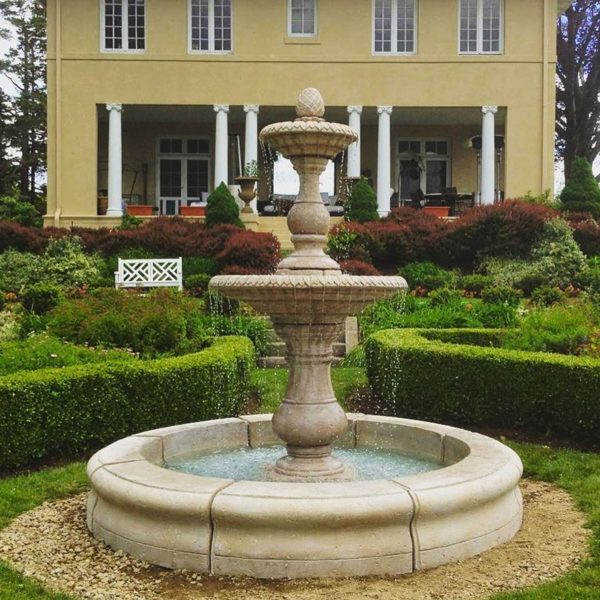 Four Seasons 2-Tier Concrete Pond Fountain - Fiore #2088FRG