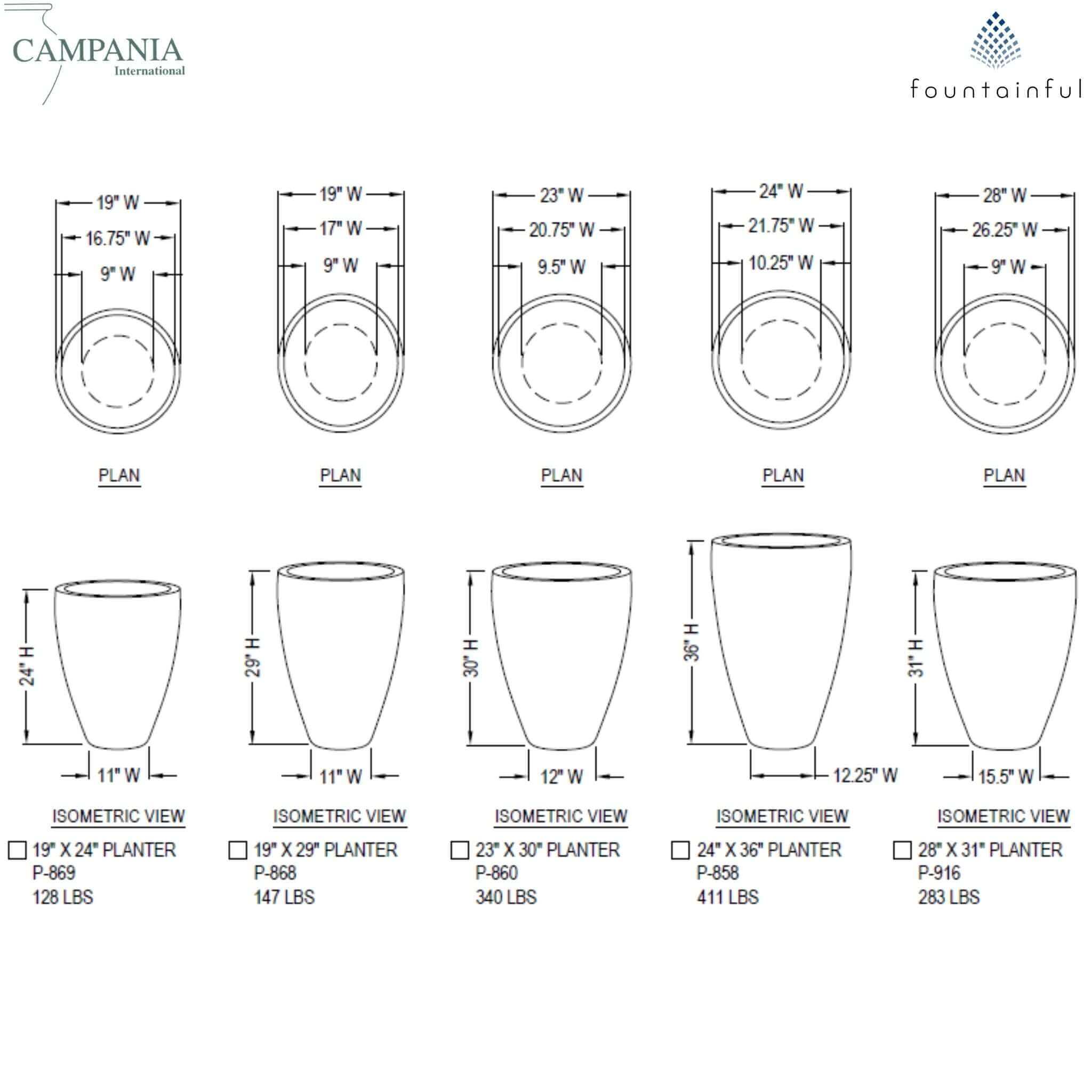 Series 3 Concrete Planters - Campania