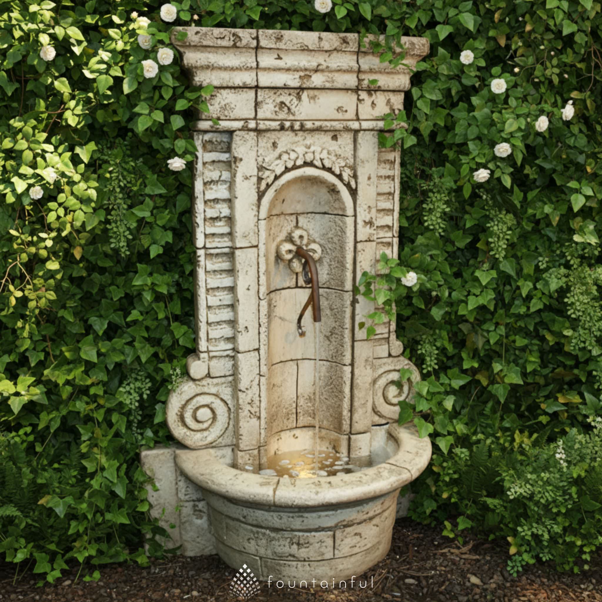 Champagne Concrete Wall Fountain - Fiore #205