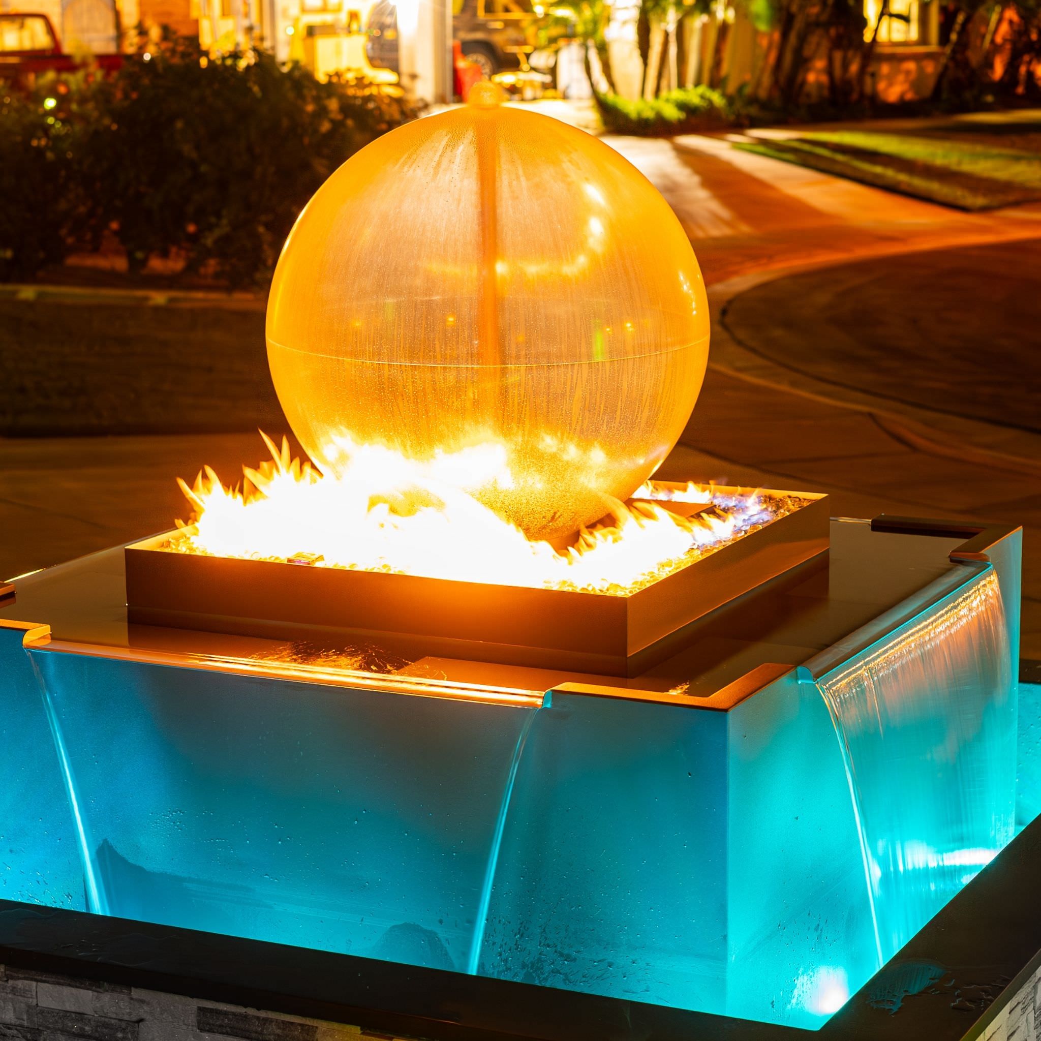 Atlas Crystal Sphere (30") Fire & Water Fountain - Outdoor Plus