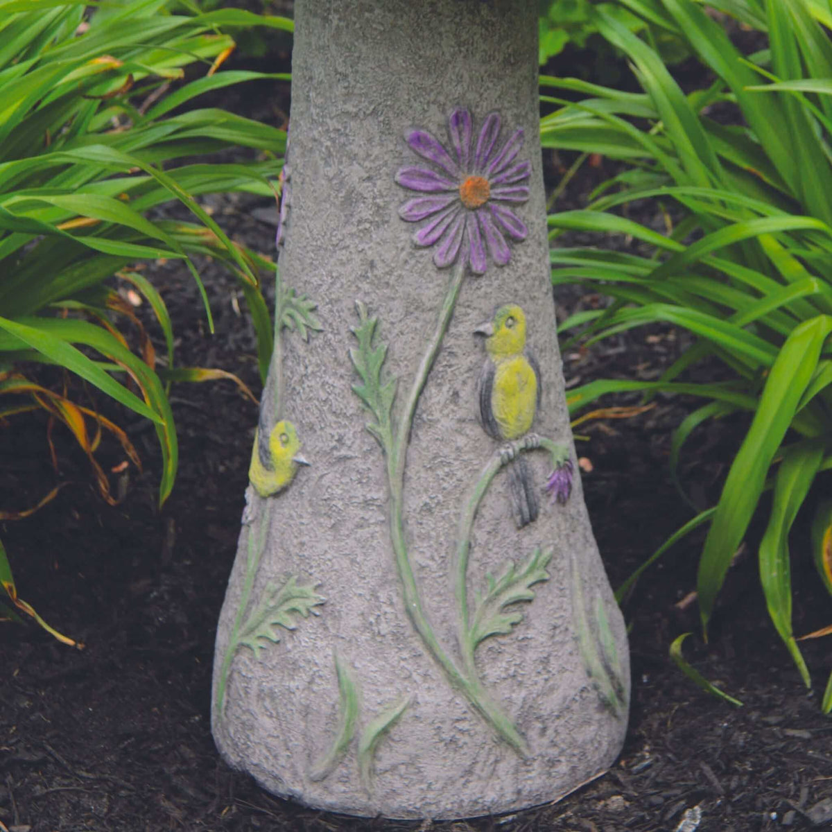 Songbird & Flowers Concrete Bird Bath - Massarellis #9756